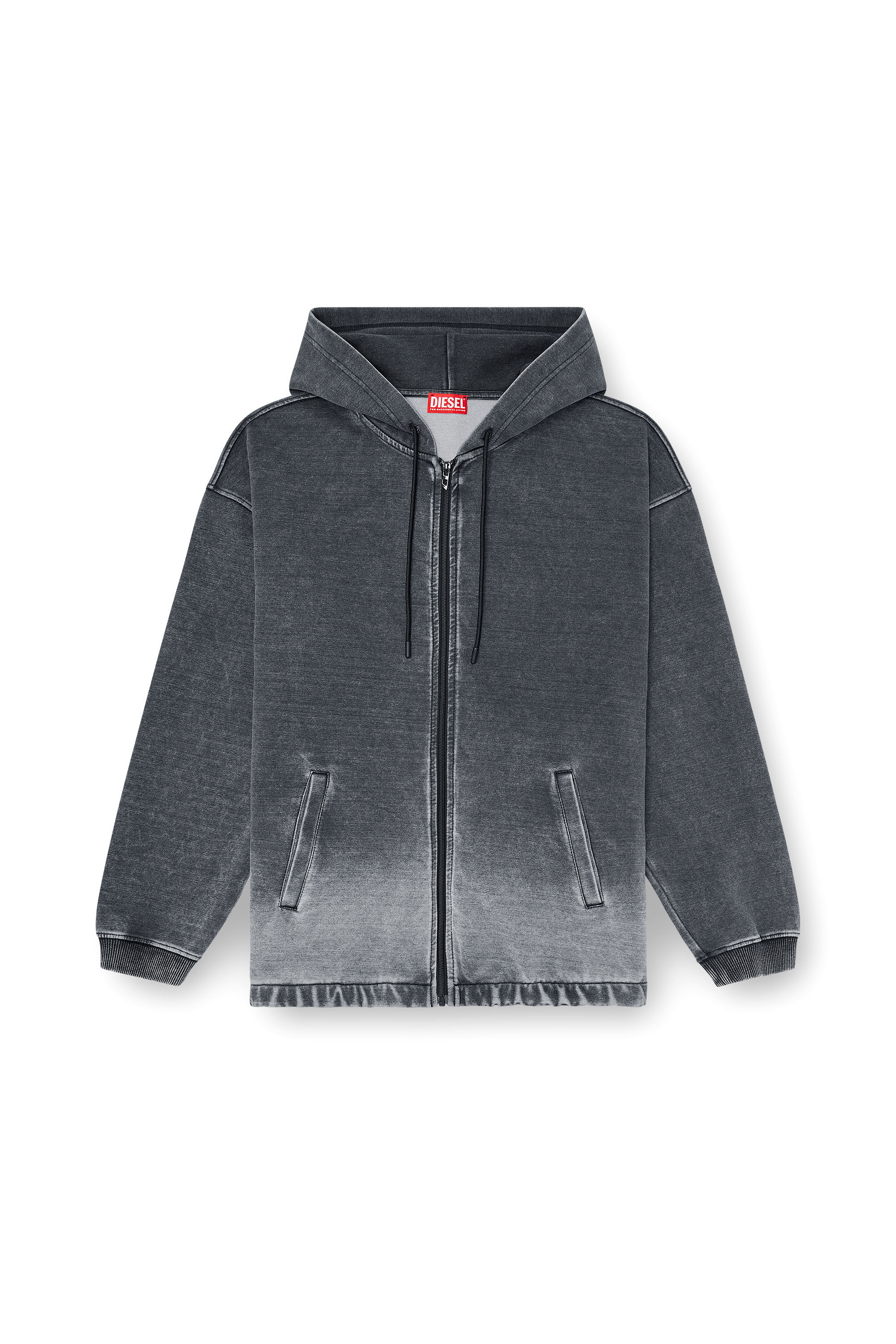 Diesel - S-HERMY-ZIP, Male's ジップアップパーカー in ダークグレー - 2