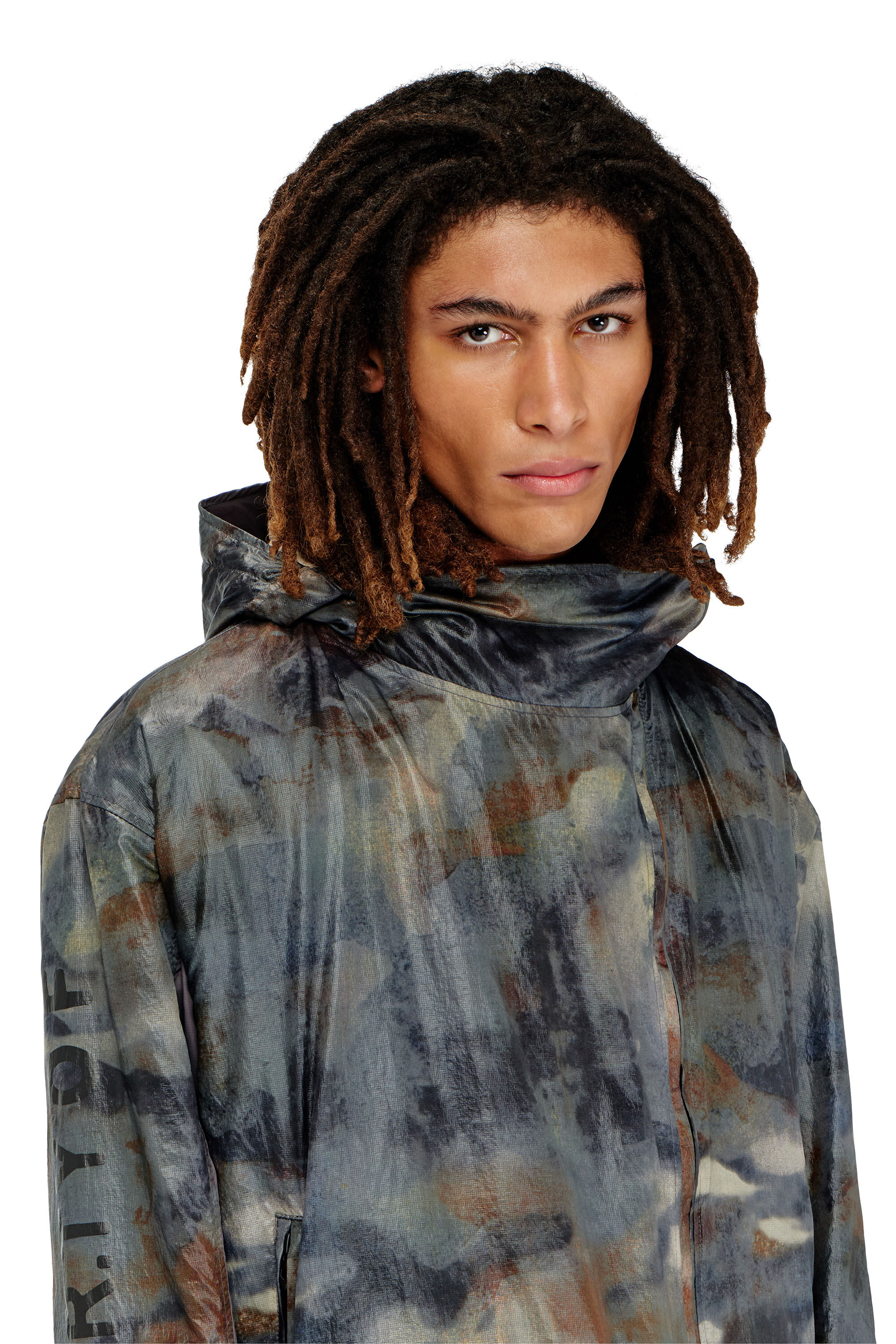 Diesel - J-SQUAD-BMCX, Male's Windbreaker with abstract print in ブルー/ブラウン - 4