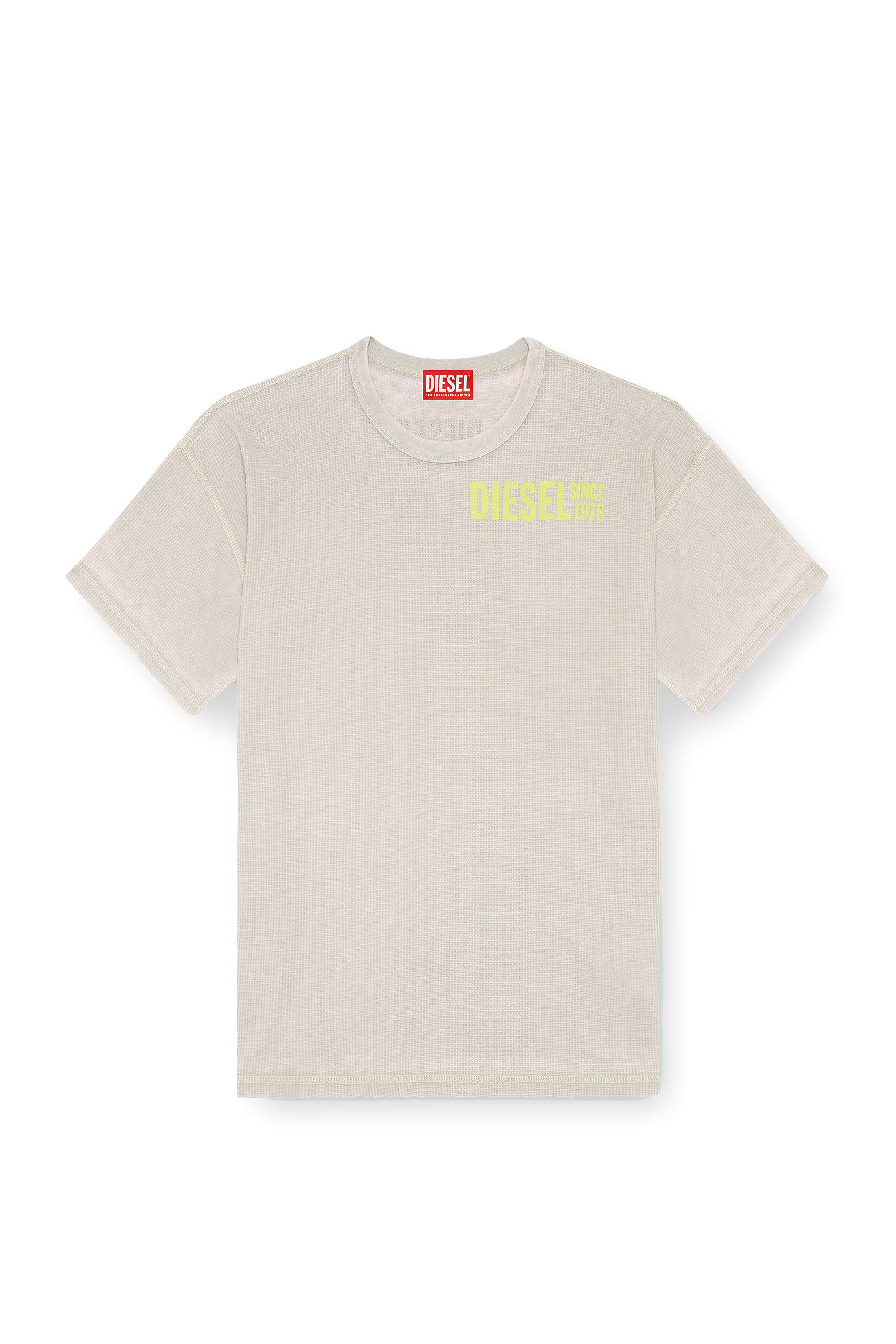 T-BURNXT Waffle T-shirt with burnout wash｜ピンク｜メンズ｜DIESEL