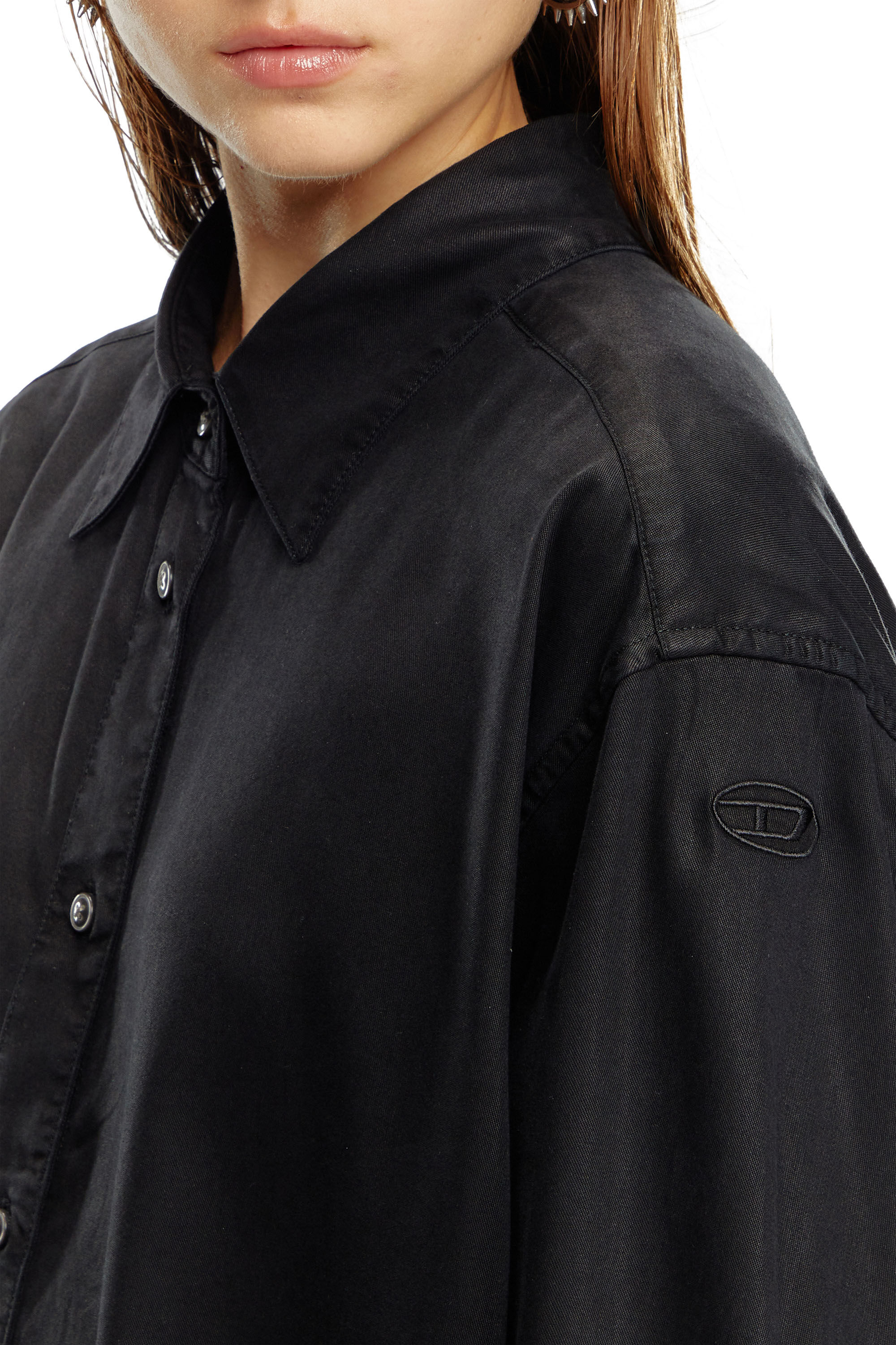 S-SIMPLY-C-WN Fluid shirt with logo embroidery｜ToBeDefined 