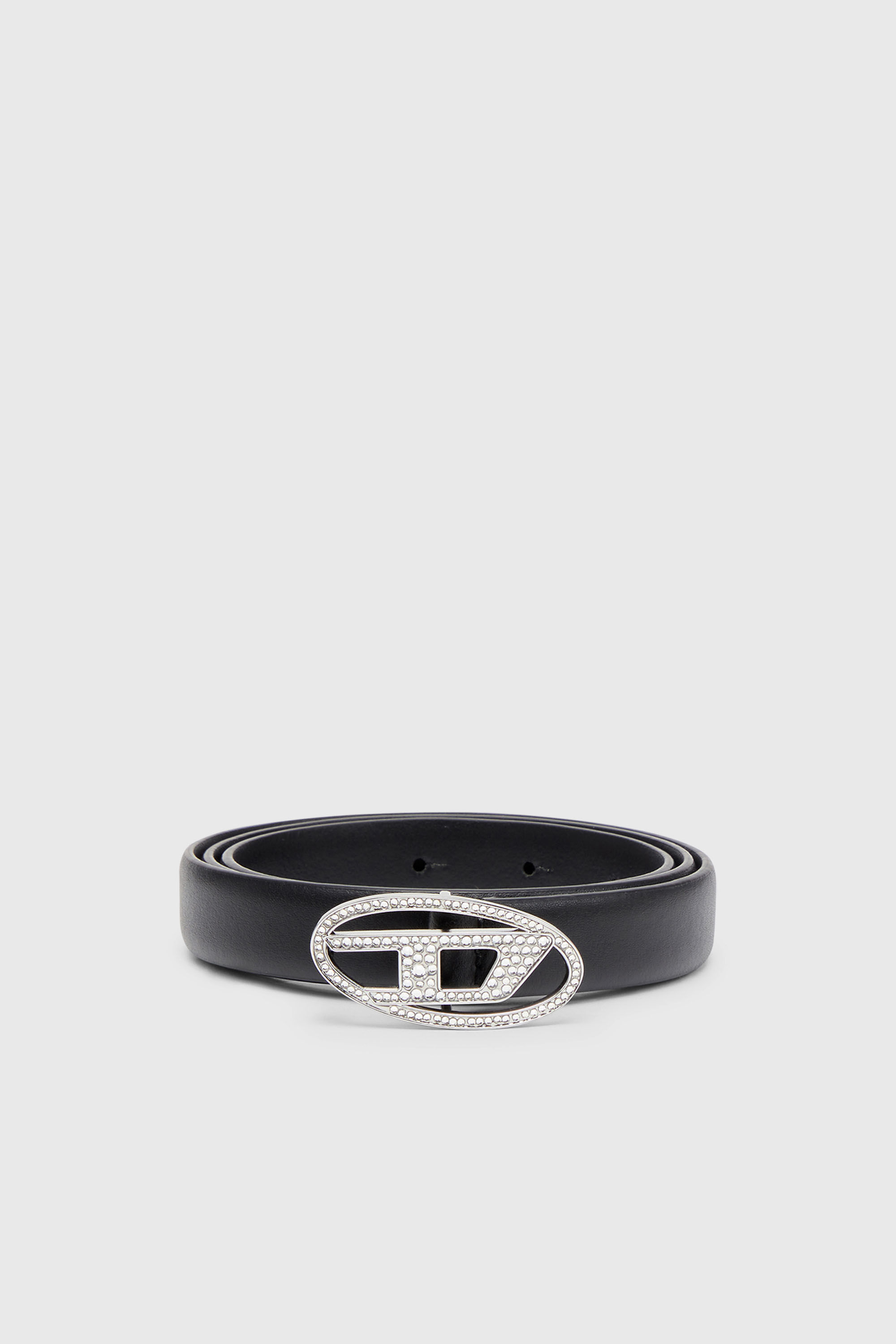 DIESEL ベルト B-1DR Strass B-1DR STRASS 20 1.9cm slim leather belt with crystal buckle