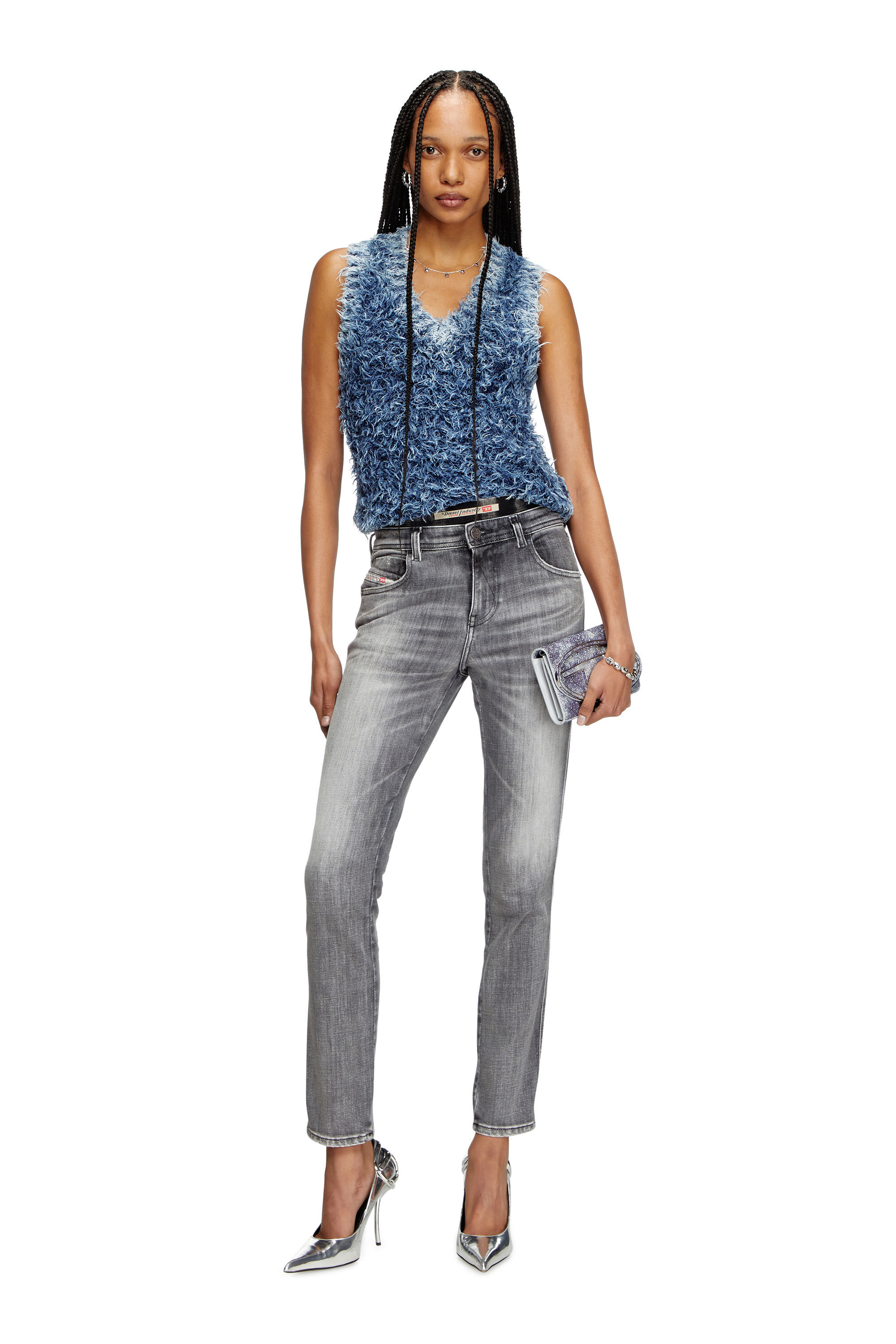 Diesel - M-DELIN, Female's Textured-knit vest in ブルー - 1