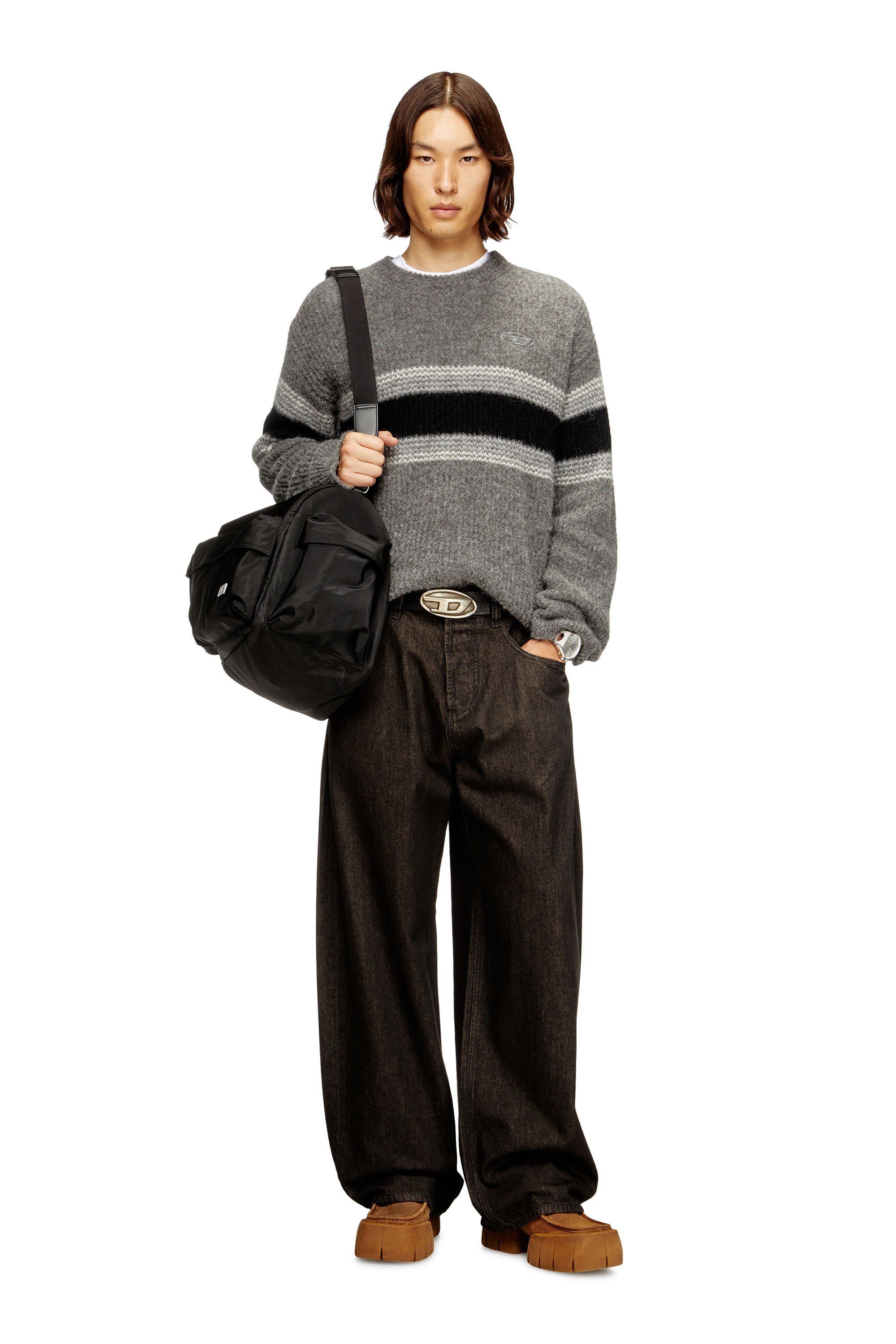 Diesel - K-SOREN, Male's プルオーバーニット in グレー/ブラック - 1