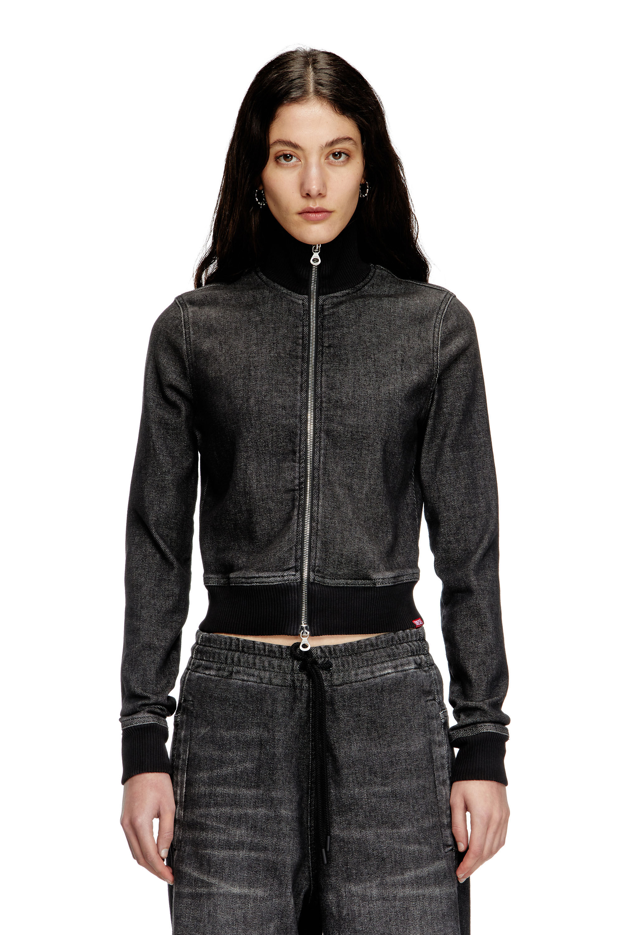 若者の大愛商品 D-EMMY-S Denim Track dirt-effect in sweatshirt Zip-up TRACK メンズウェア