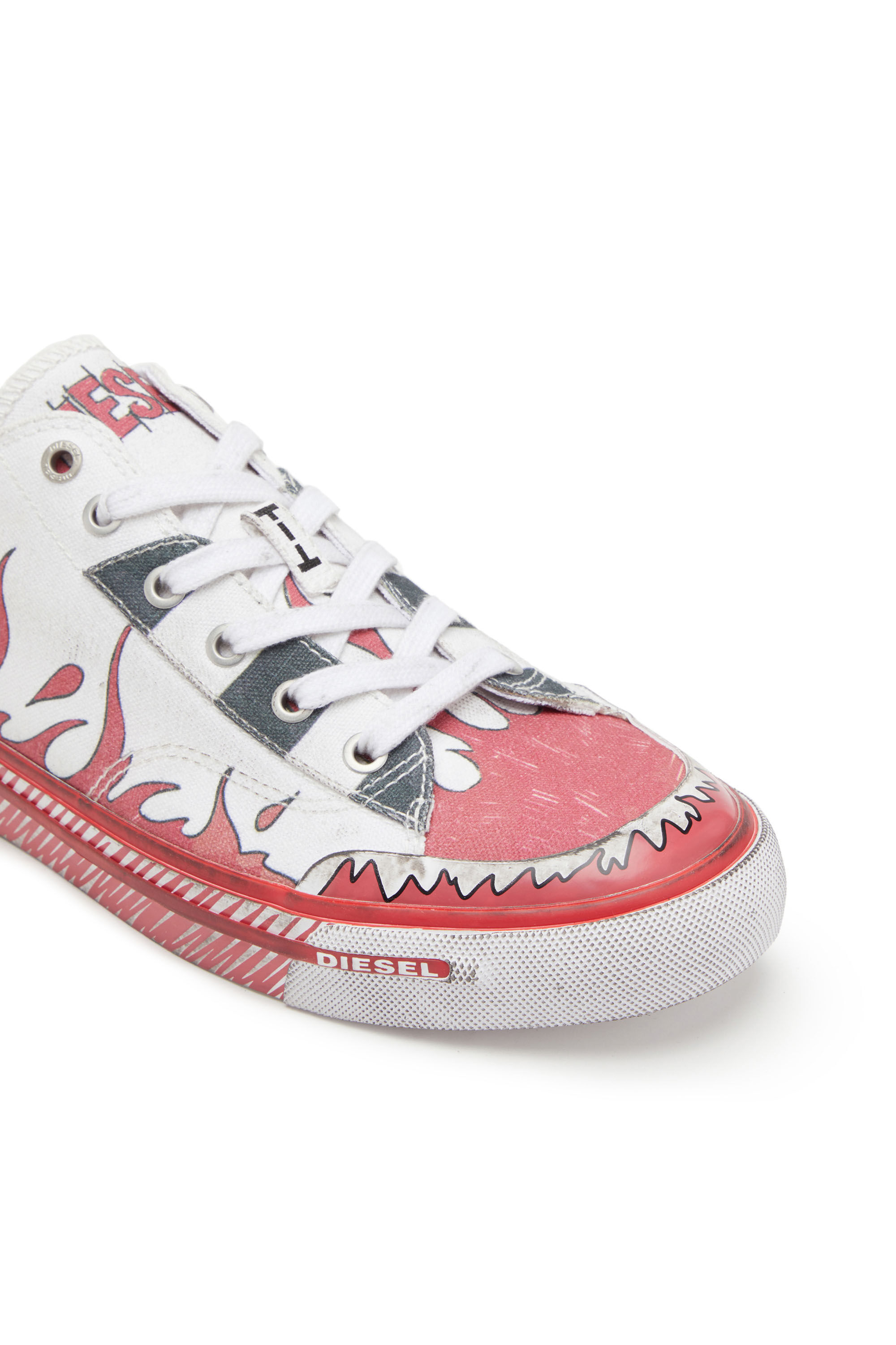 Diesel - S-ATHOS LOW, Male's プリントキャンバス ローカットスニーカー - S-Athos Low in ホワイト/レッド/ブルー - 6