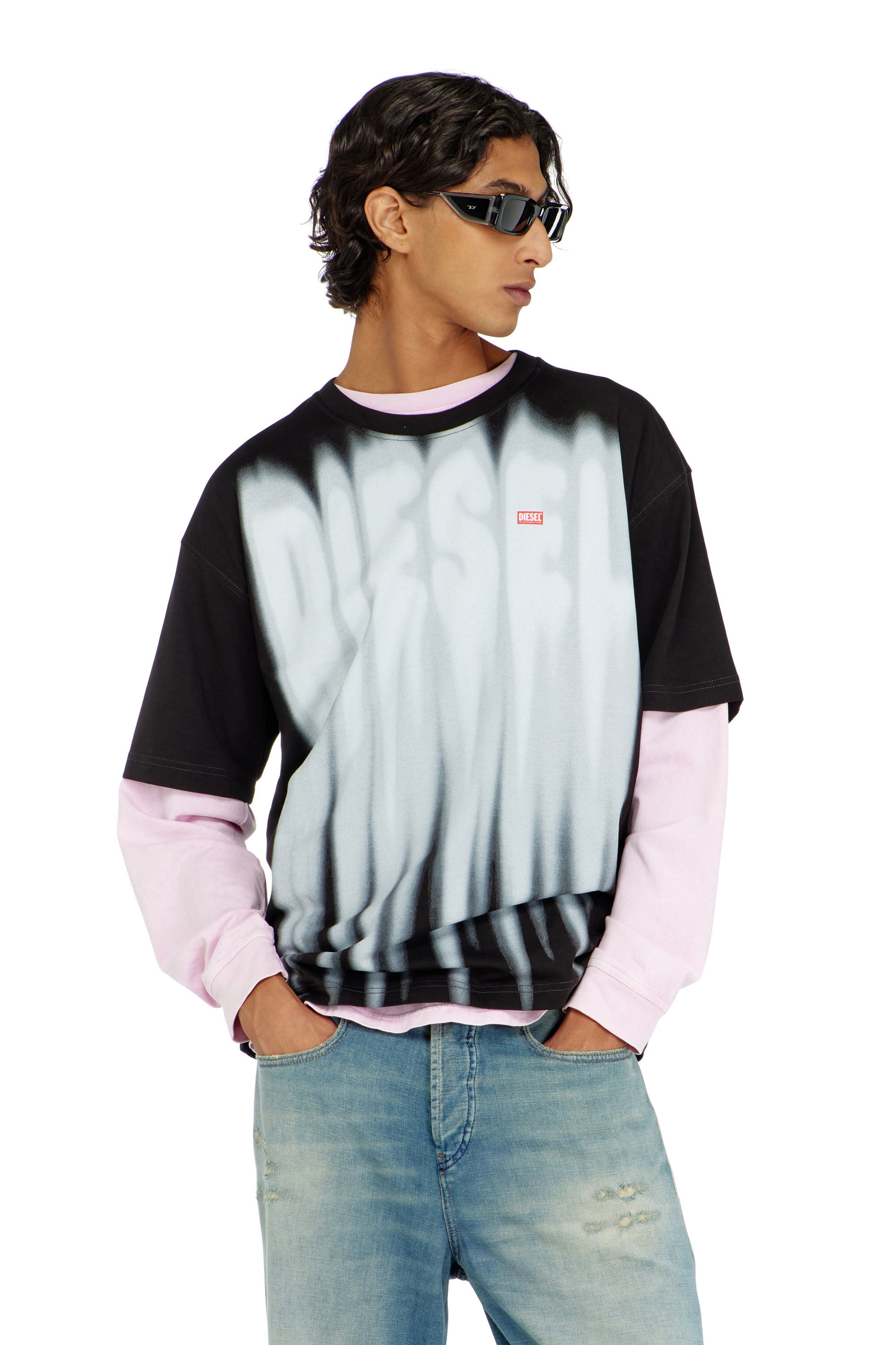 Diesel - T-BOXT-AA1, Male's Tシャツ in ホワイト/ブラック - 3