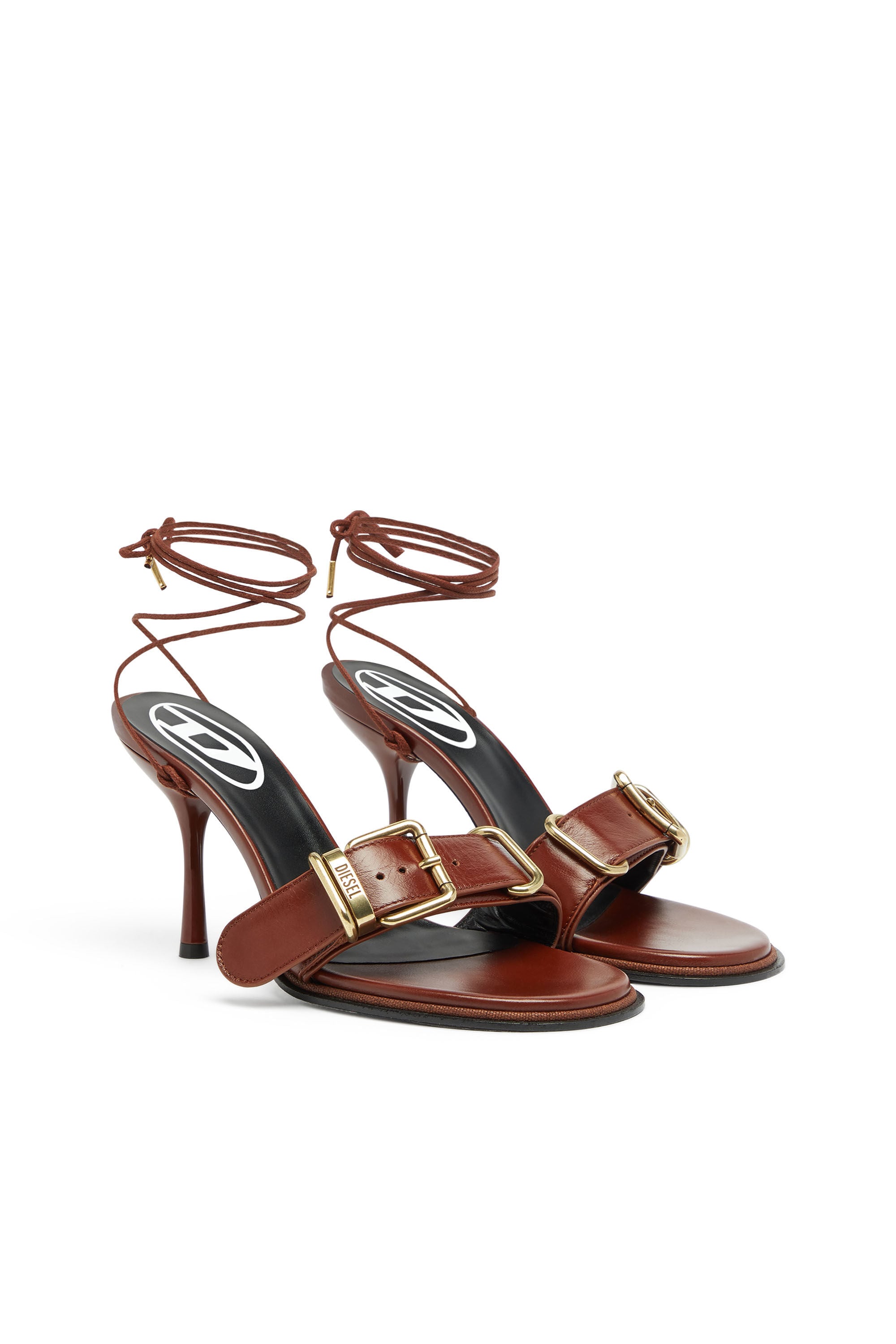 Diesel - D-COCCO-90-SA, Female's D-Cocco-Ankle-wrap sandals in leather in ブラウン - 3