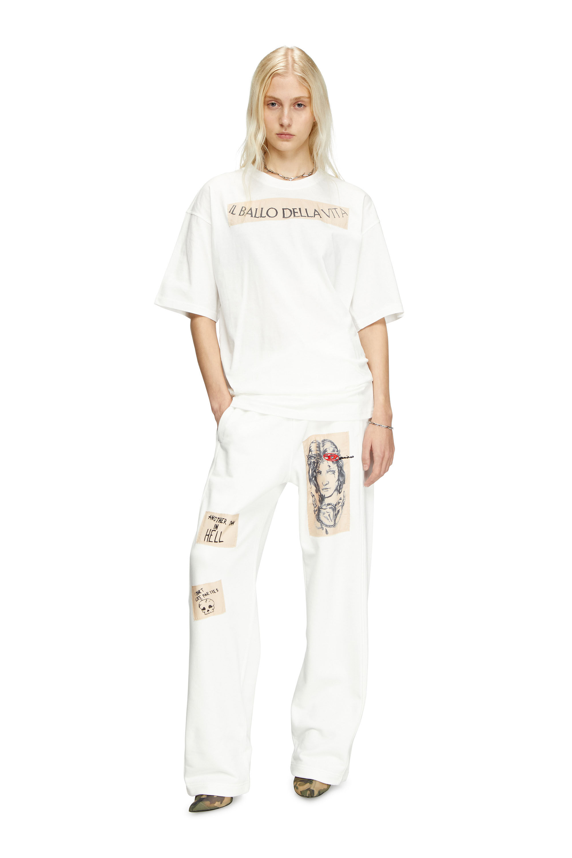 Diesel - T-BOXT-BALLO-DD, Unisex's T-shirt with tattoo patch in ホワイト - 6