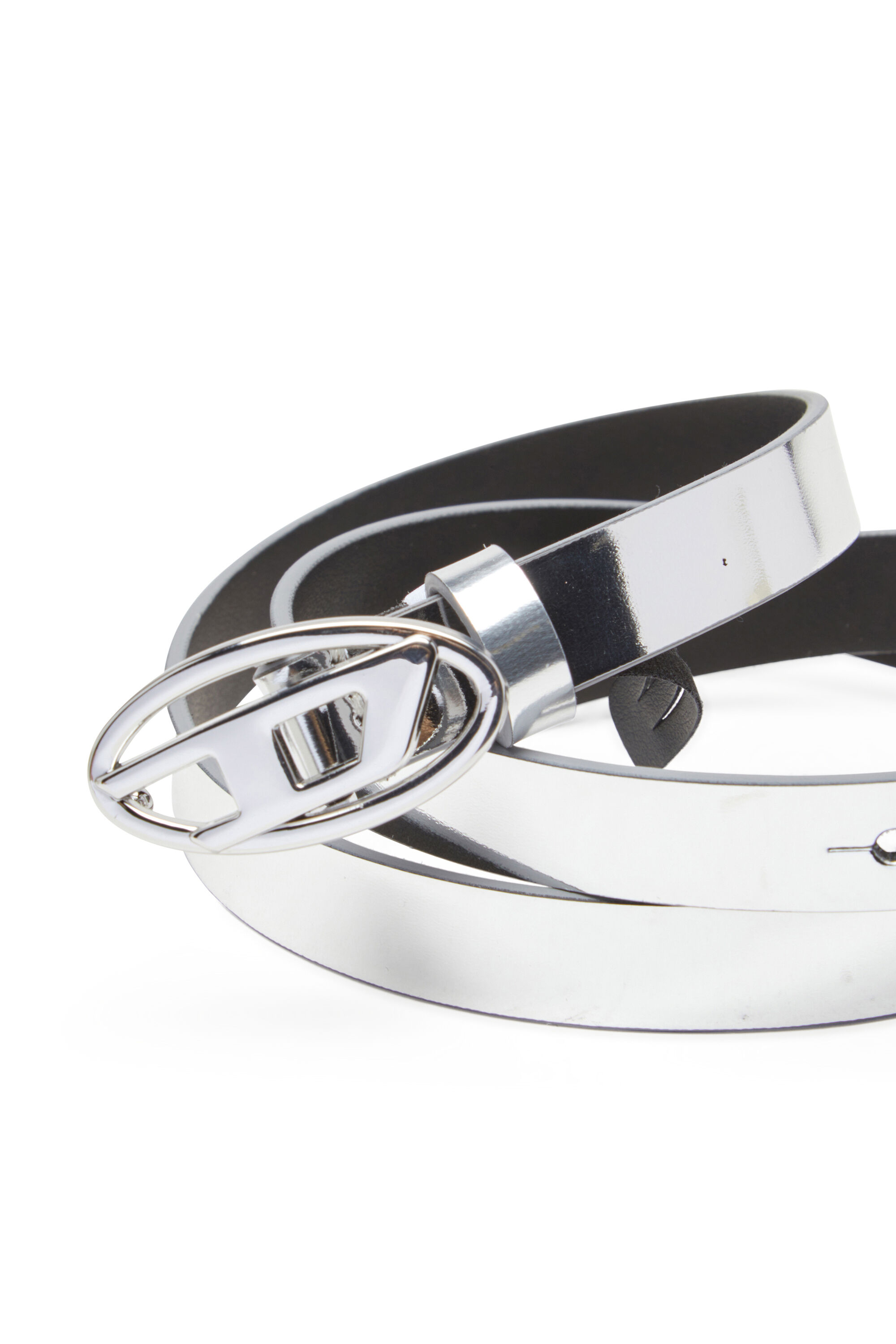 Diesel - B-1DR 15, Female's 1.5cm belt with mirrored metallic finish in シルバー - 3
