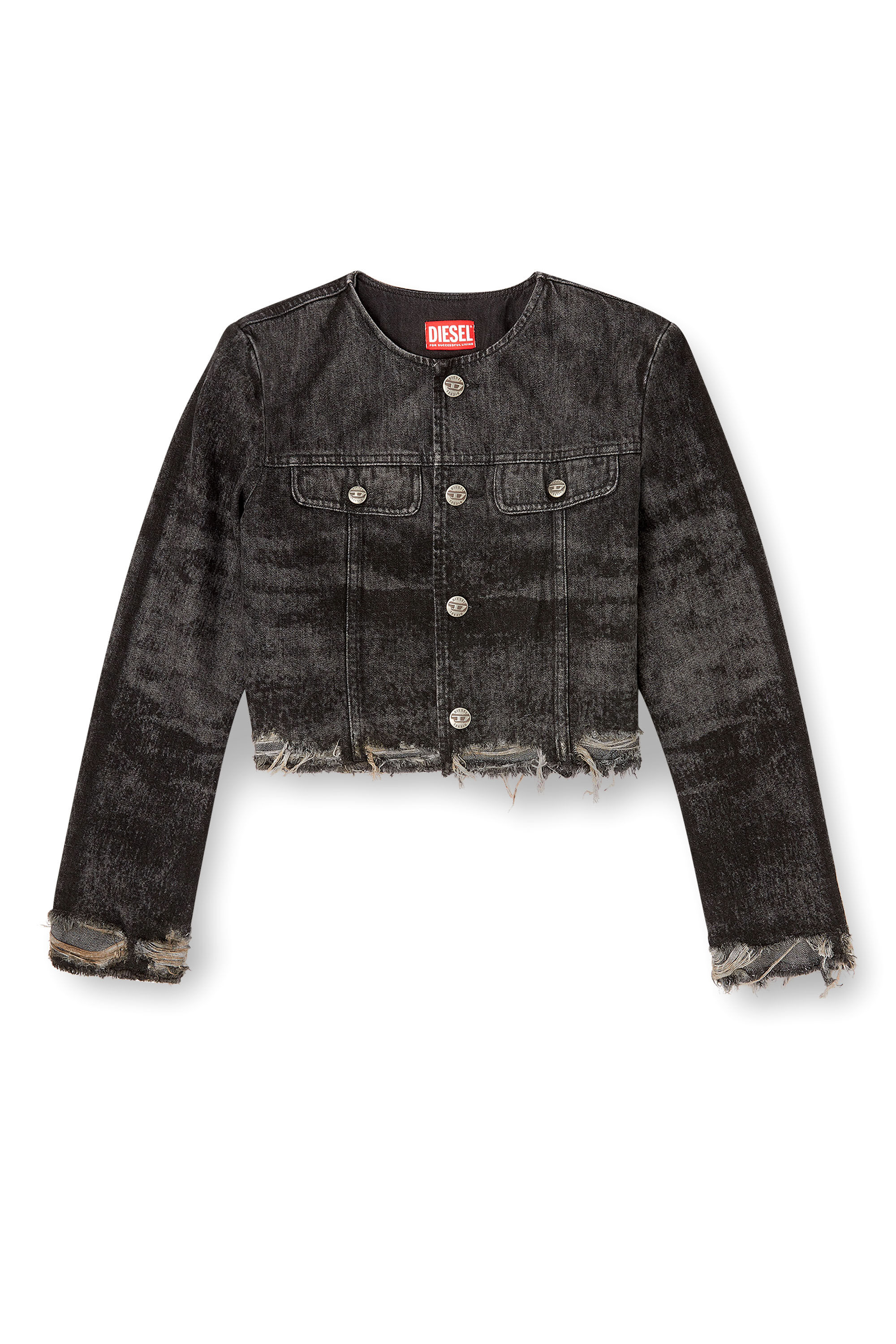 Diesel - DE-GRAFFY-FSH, Female's Jacket in lasered cotton-hemp denim in ブラック - 2