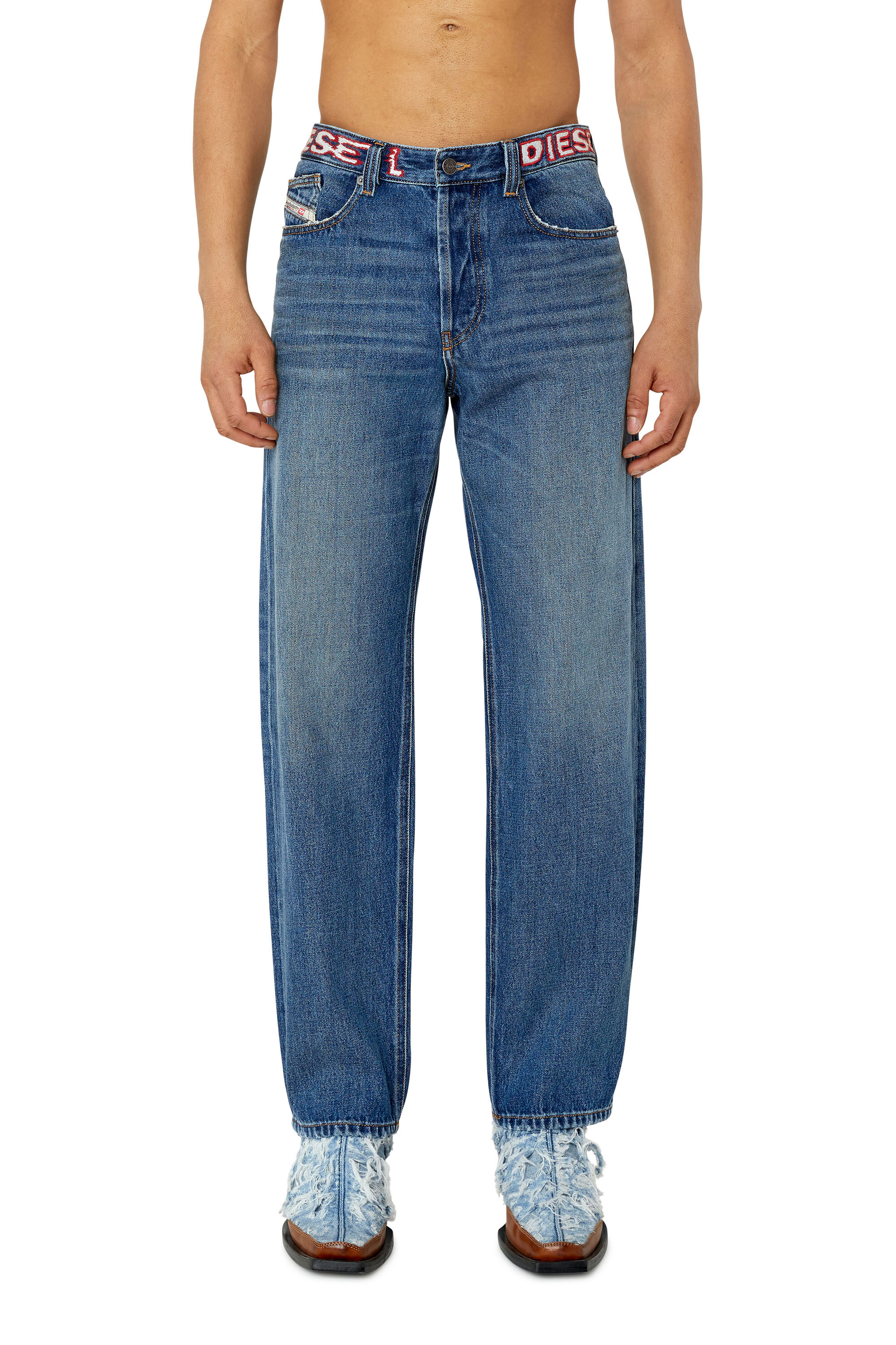 Diesel - Straight Jeans 2010 D-Macs 007K9, Male's 23SS デニムパンツ ルーズフィット ストレート in ミディアムブルー - 3