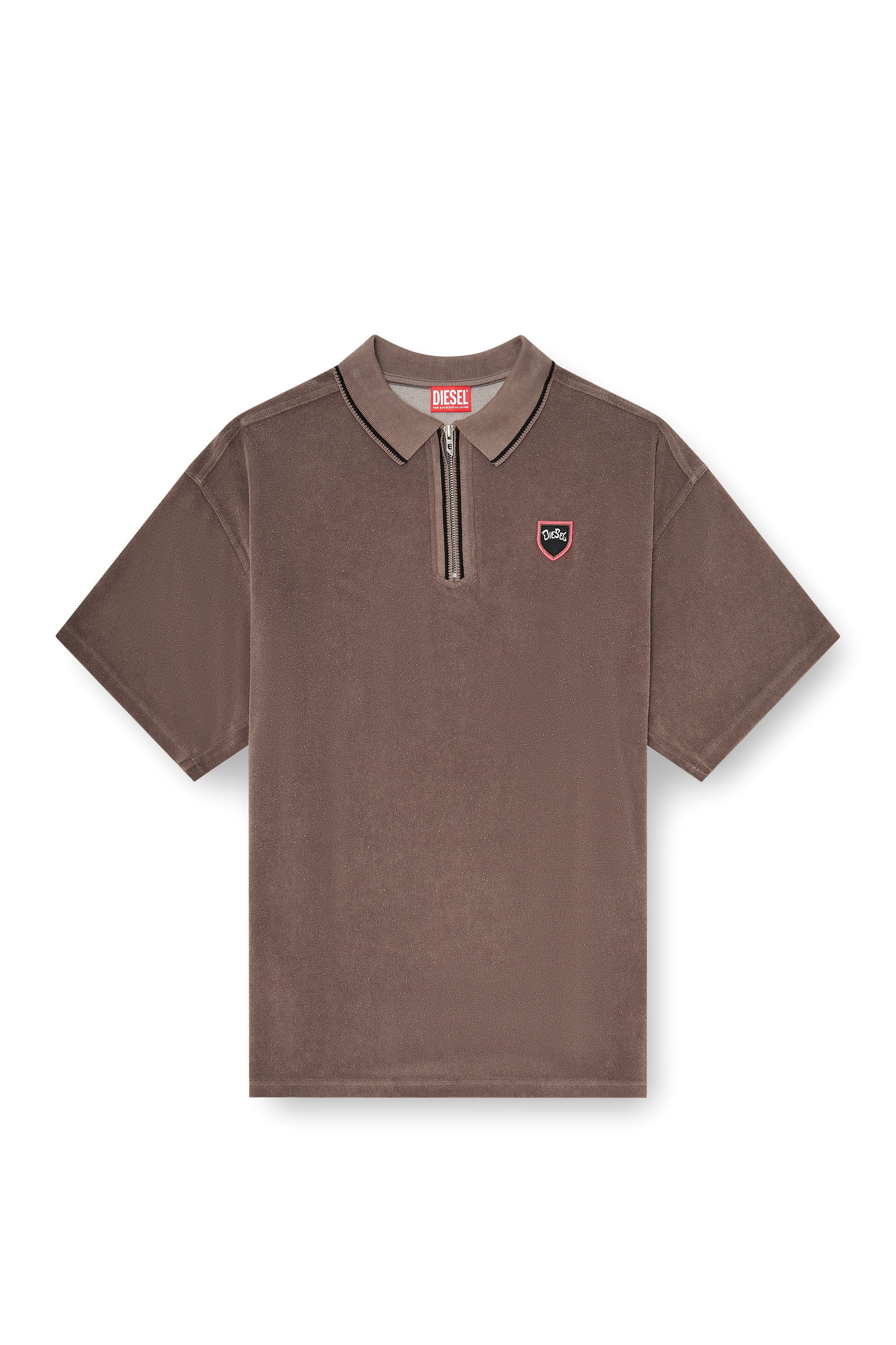 Diesel - T-SPONGY-ZIP, Male's ポロシャツ in ブラウン - 2