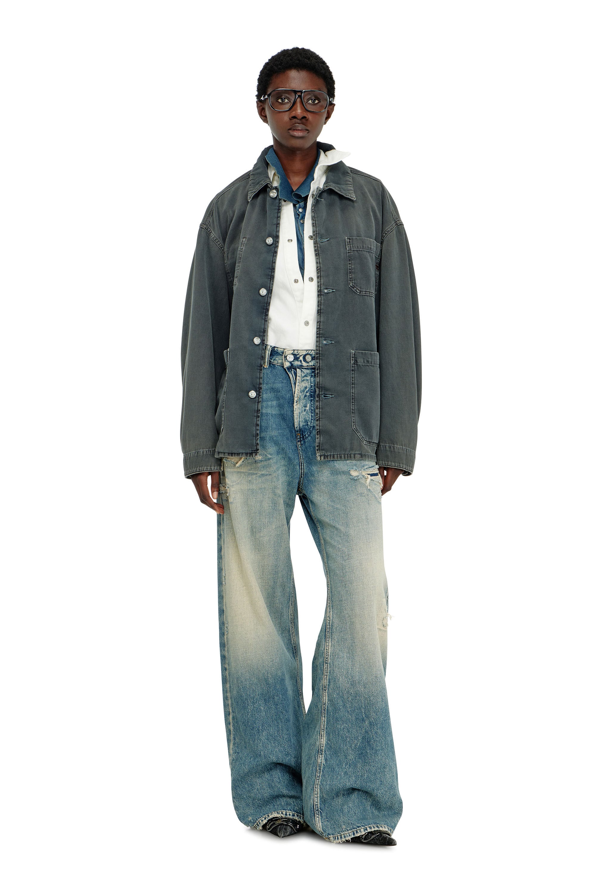 Diesel - D-STACK-U, Unisex's デニムジャケット in グレー - 7