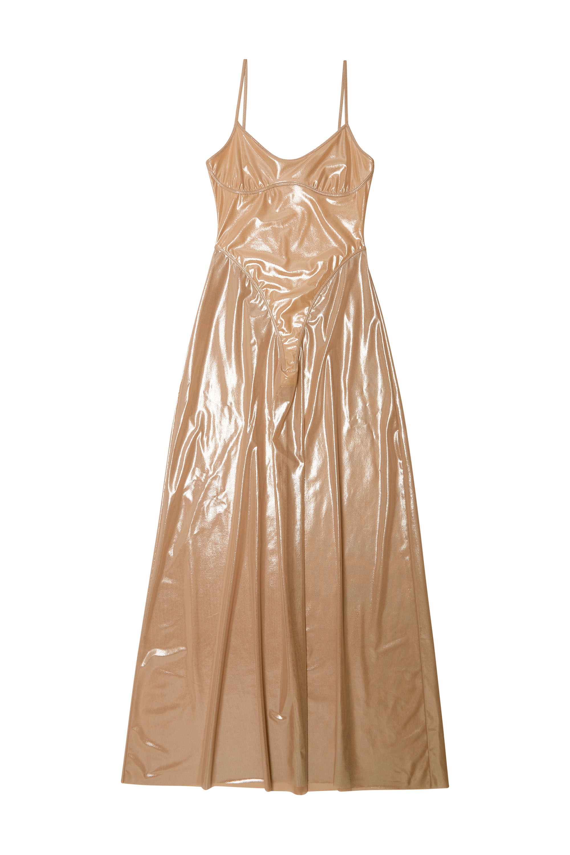 D-ROONEY Long slip dress in shiny stretch tulle｜ピンク｜ウィメンズ｜DIESEL