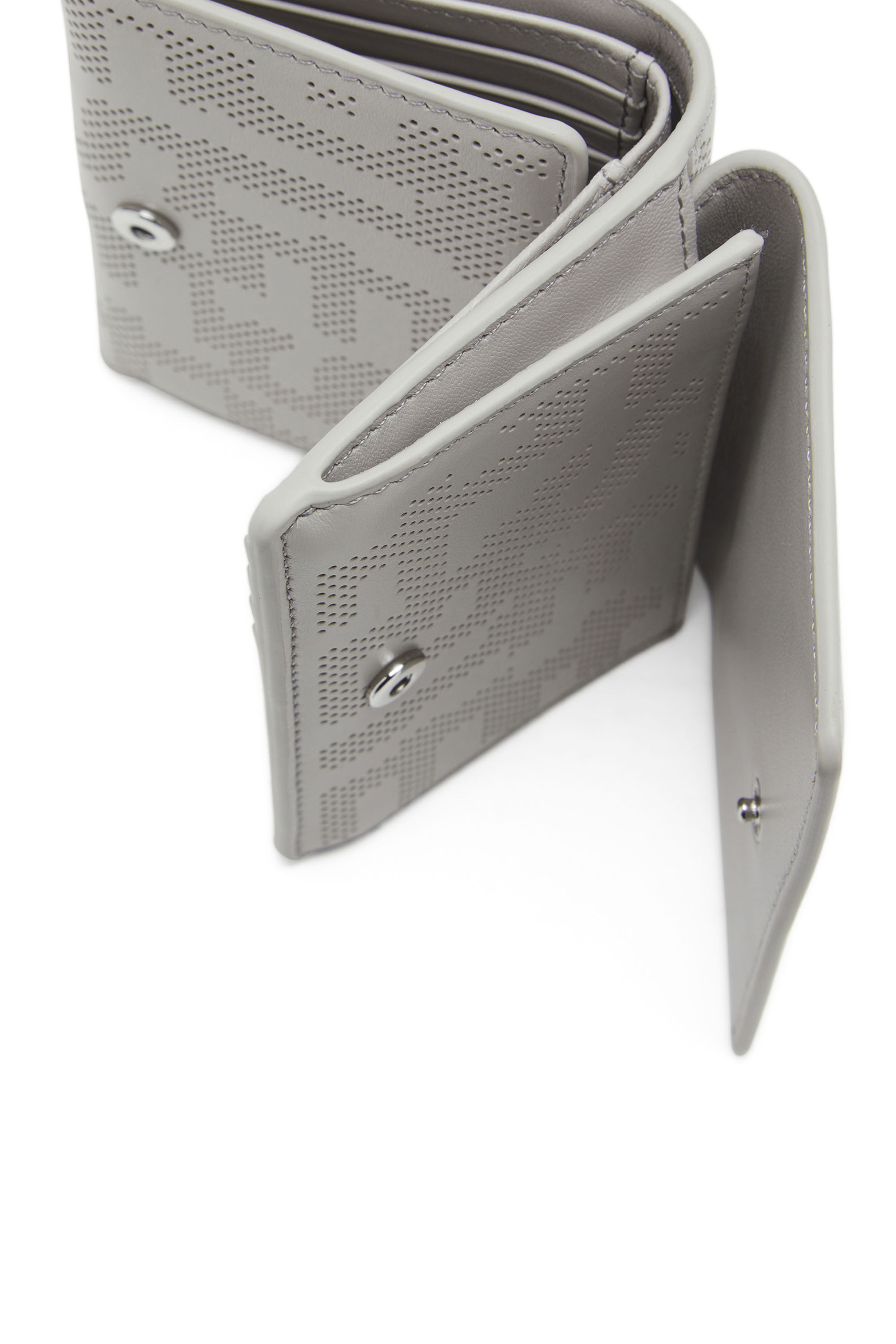 TRI-FOLD COIN S Tri-fold wallet in logo-perforated leather  