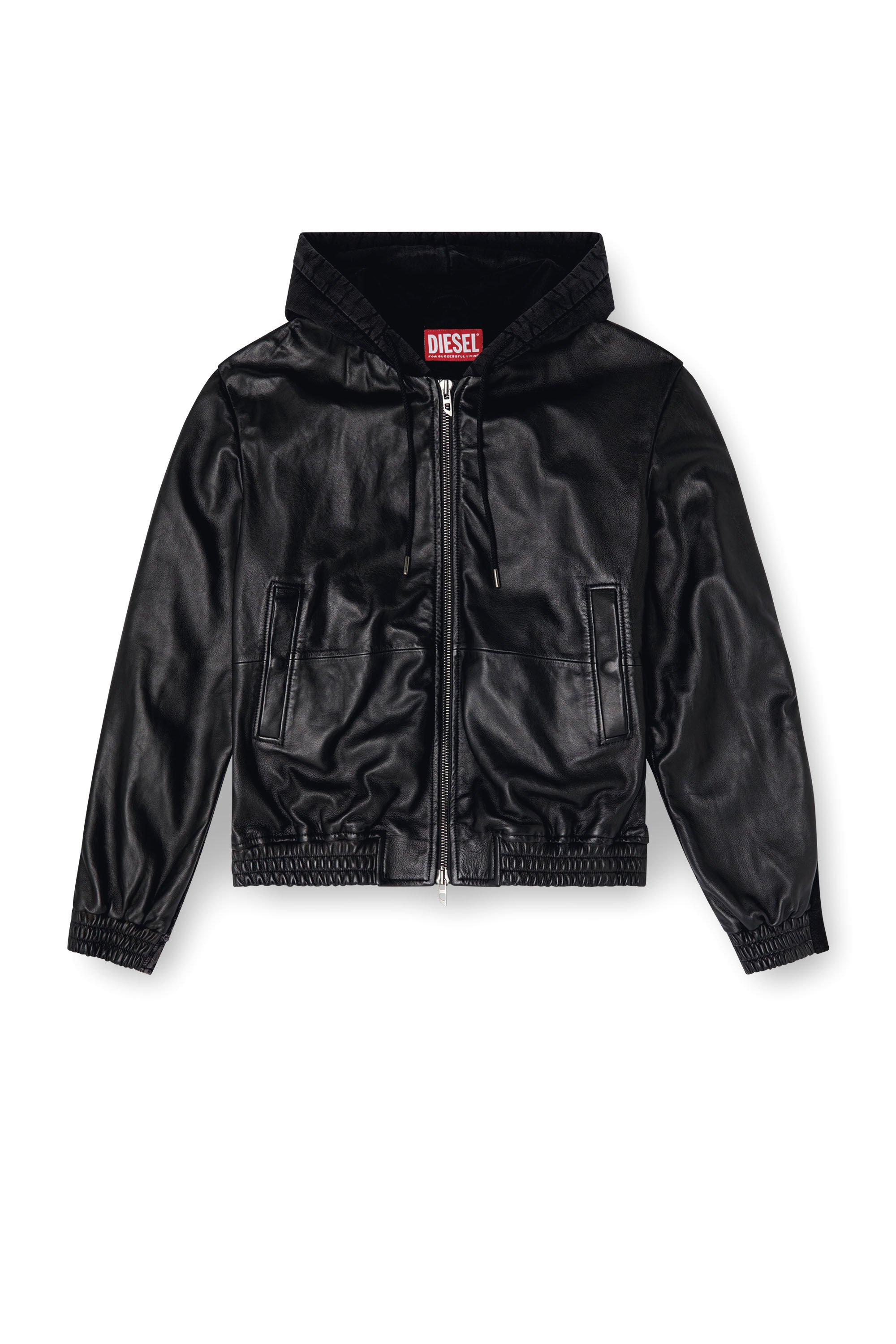 Diesel - L-OCHS, Male's Hooded jacket in leather, cotton and denim in ブラック - 2