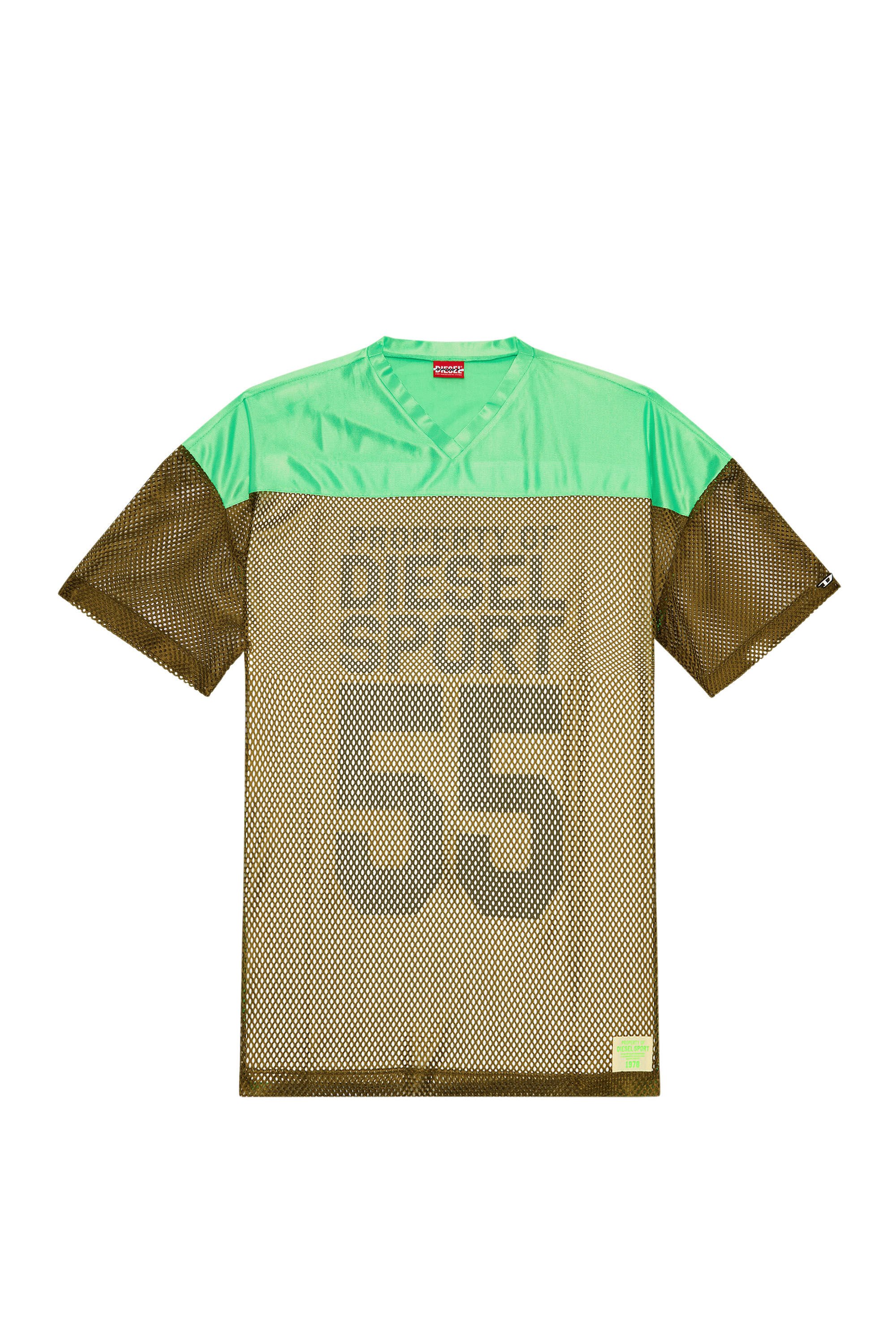 Diesel - AMTEE-CATHAL-HT03, Male's Tシャツ メッシュ DIESEL SPORT in グリーン/ブラウン - 2