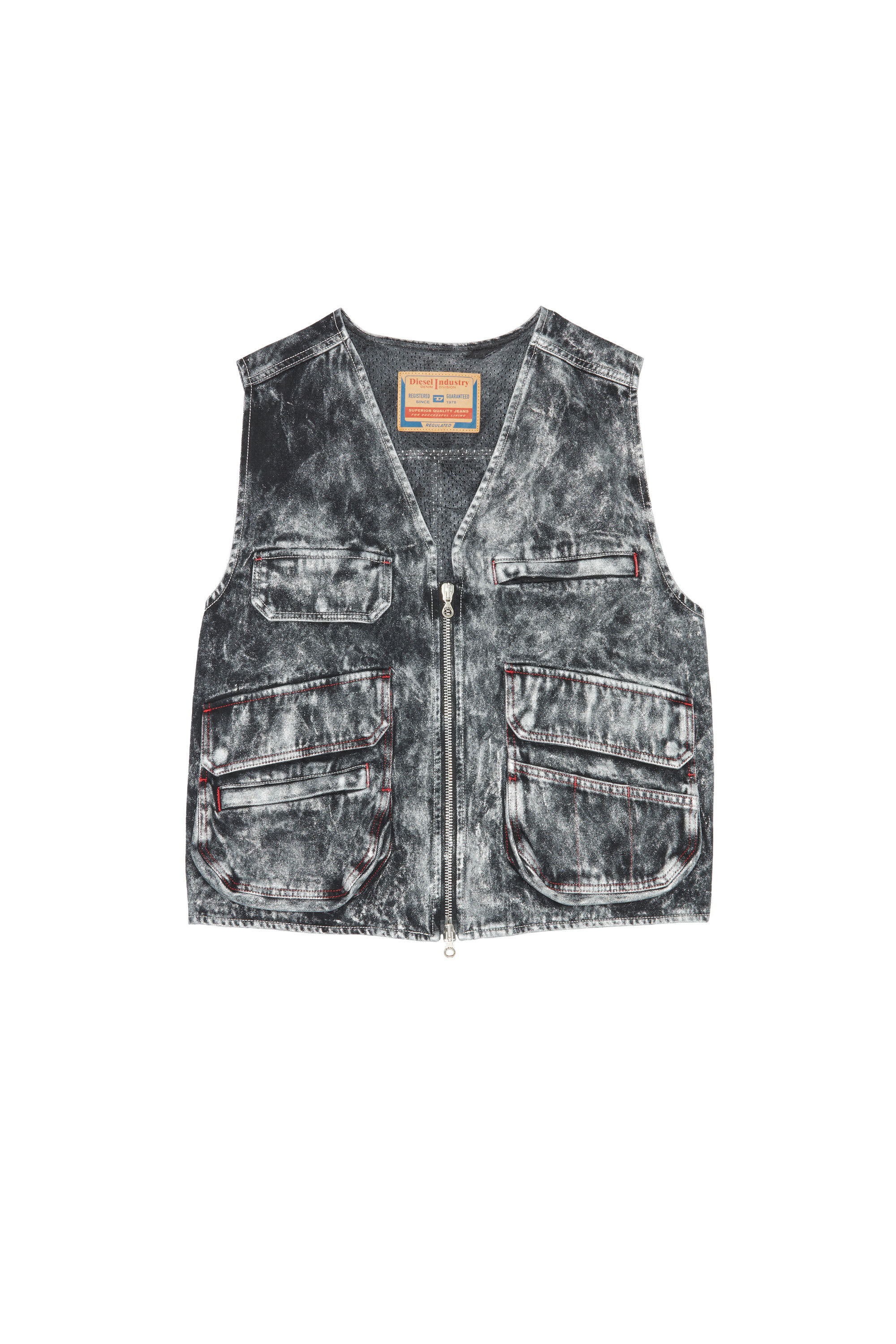 Diesel - D-SAMP, Male's デニム ベスト ポケットディテール in ブラック/ダークグレー - 2