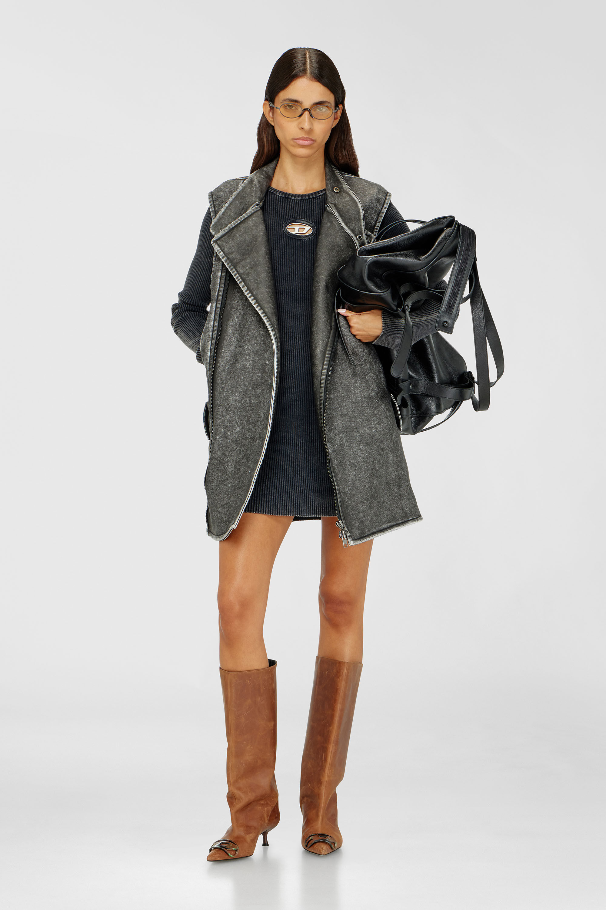 Diesel - M-ANCHORAGE-LS, Female's ニットドレス in ダークグレー - 1