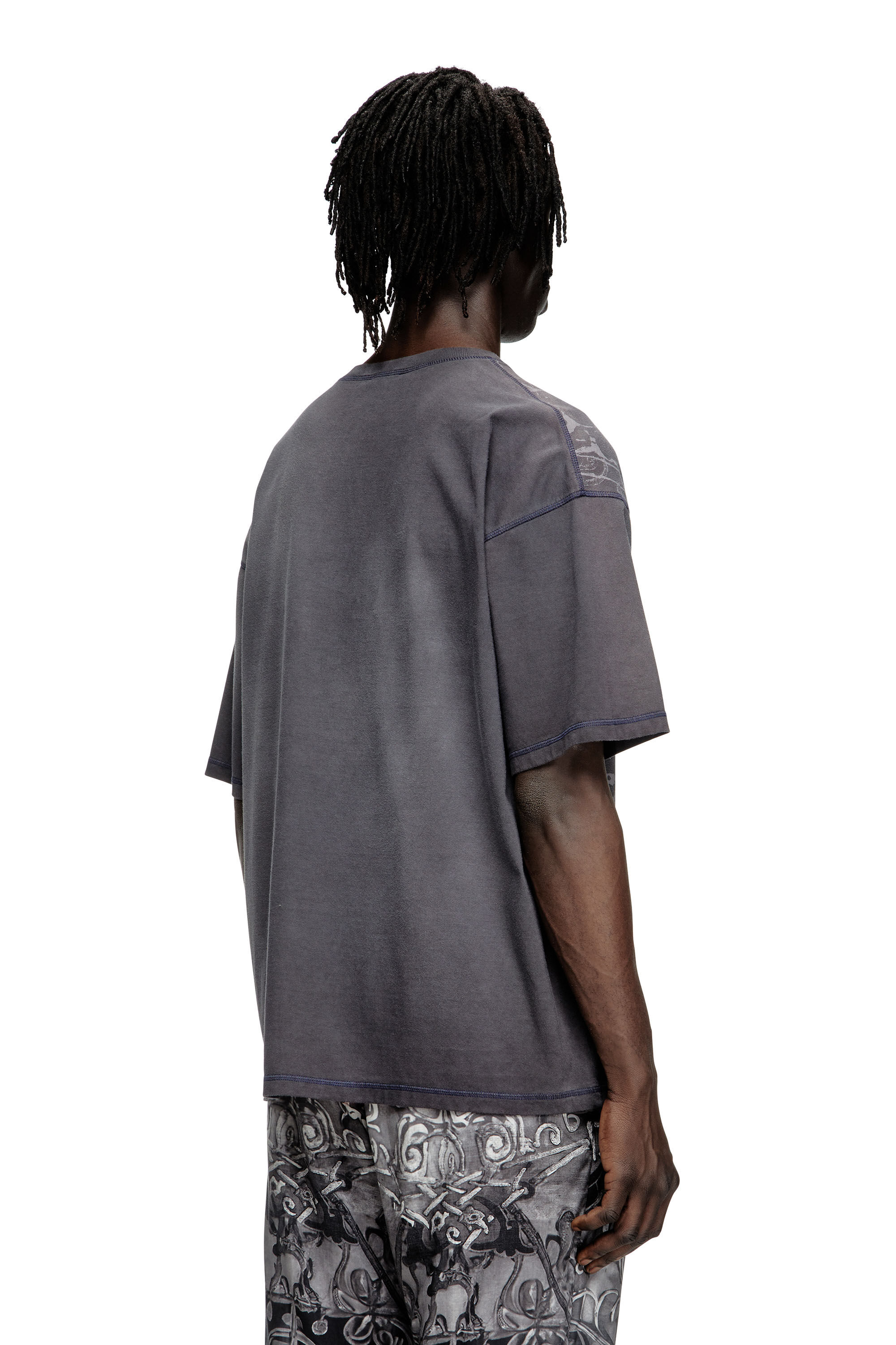 Diesel - T-BOXT-T13, Male's T-shirt with tonal medieval print in ブラック - 4