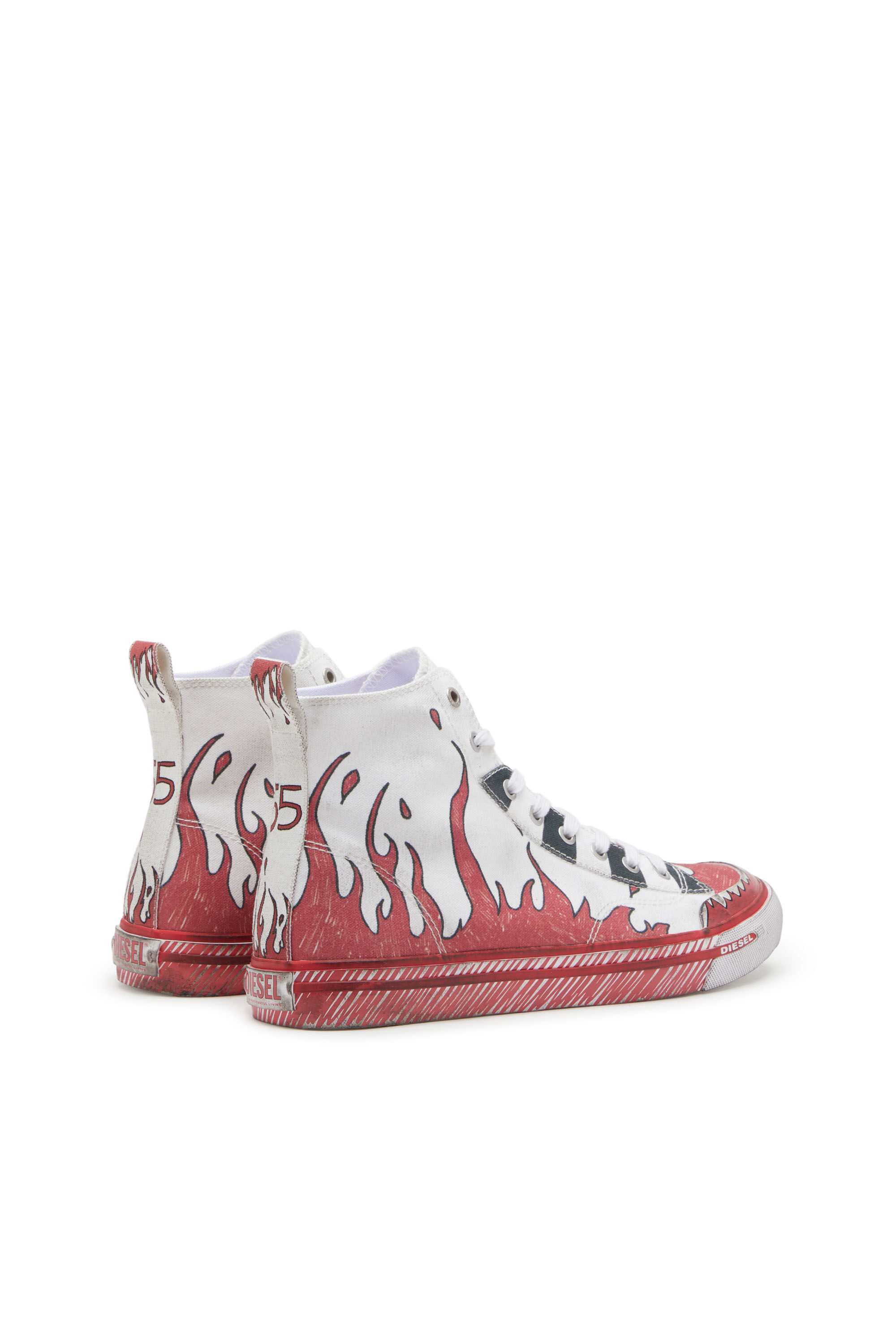 Diesel - S-ATHOS MID, Male's プリントキャンバス ミッドカットスニーカー - S-Athos Mid in ホワイト/レッド/ブルー - 3