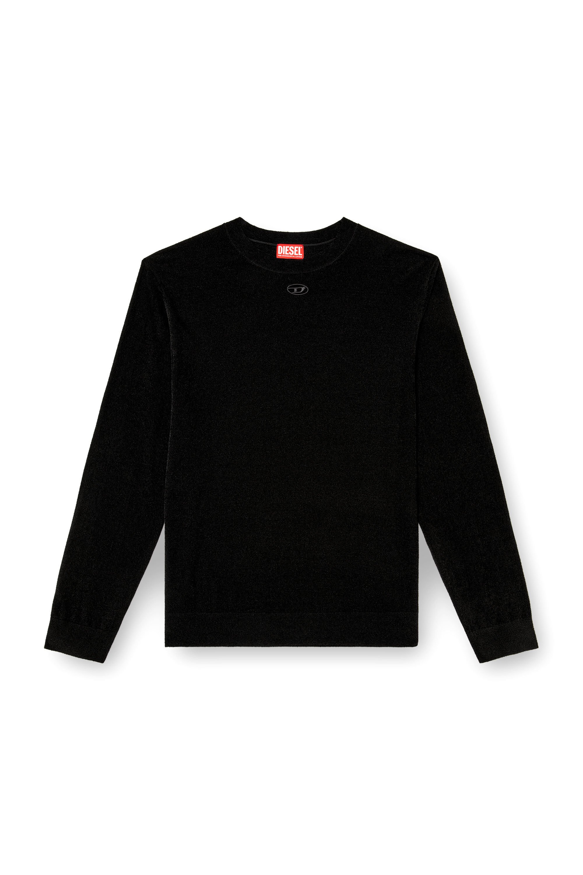 Diesel - K-CEVRO, Male's Chenille jumper with cut-out logo in ブラック - 2