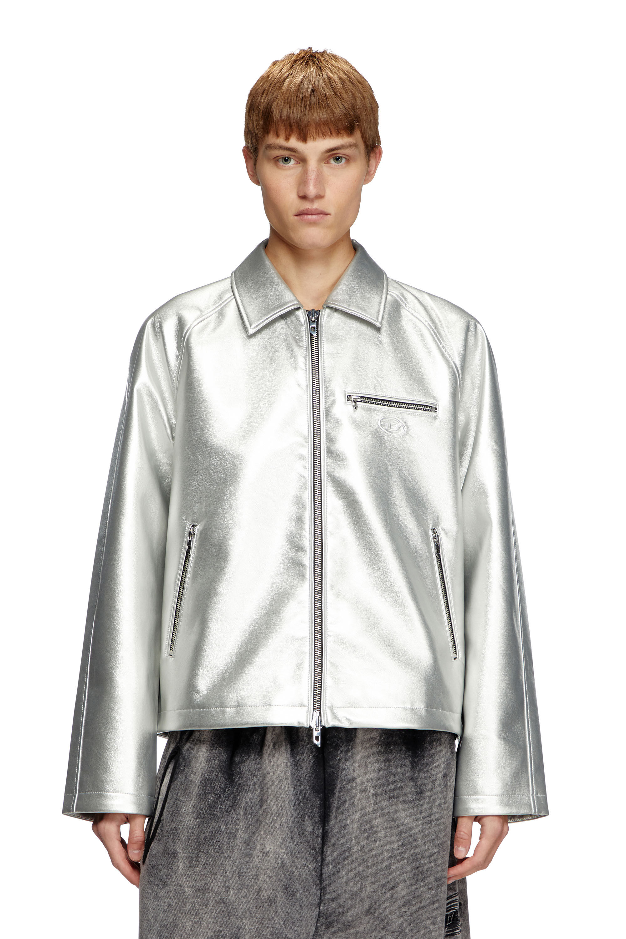 Diesel - J-THOME, Unisex's Metallic coach jacket in シルバー - 6