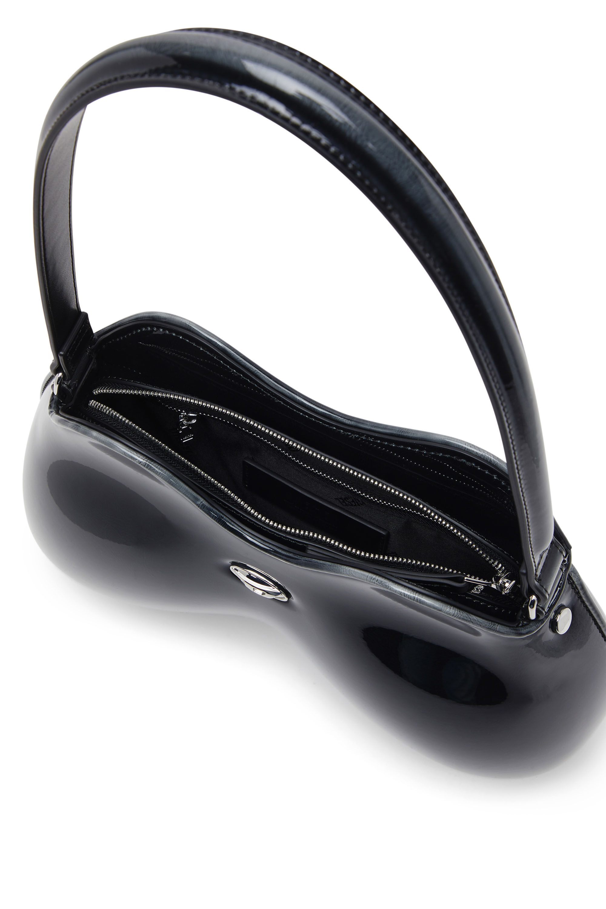 Diesel - DOUBLE-D SHOULDER, Female's Rigid shoulder bag in dégradé glossy PU in ブラック - 5