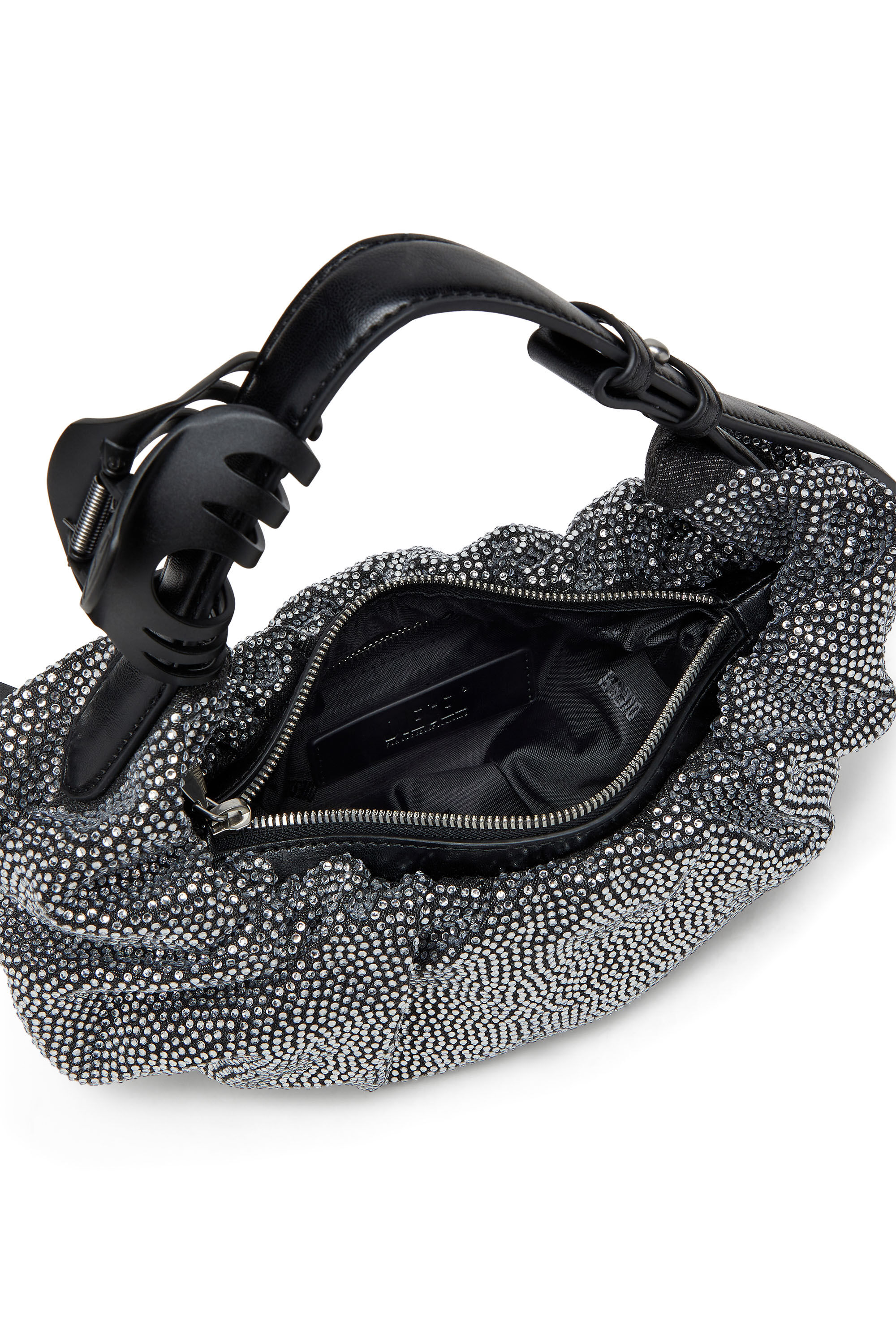Diesel - GRAB-D HOBO S, Female's Grab-D S-Small scrunched hobo bag in crystal denim in ブラック - 5