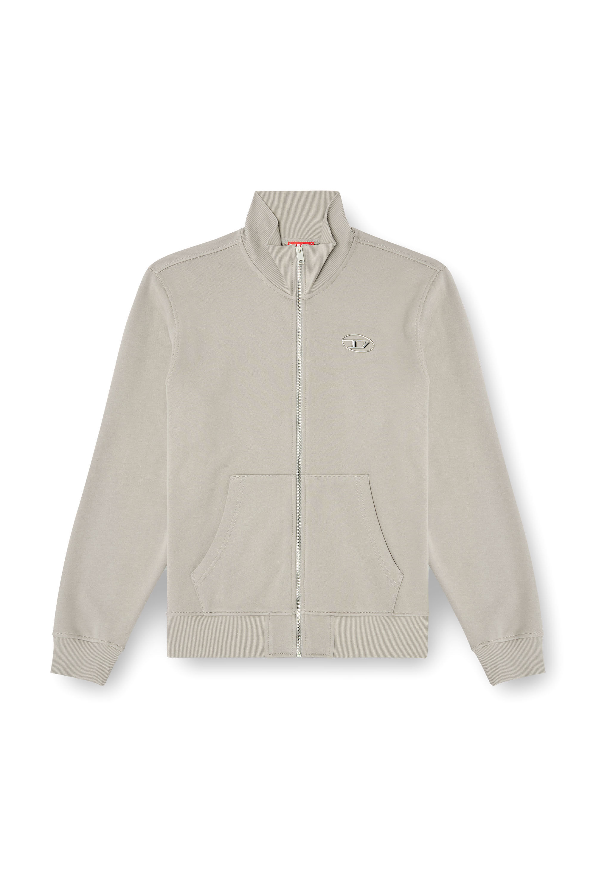 Diesel - S-GINNI-ZIP-OD, Male's Zip-up sweatshirt with metallic logo in ライトグレー - 2