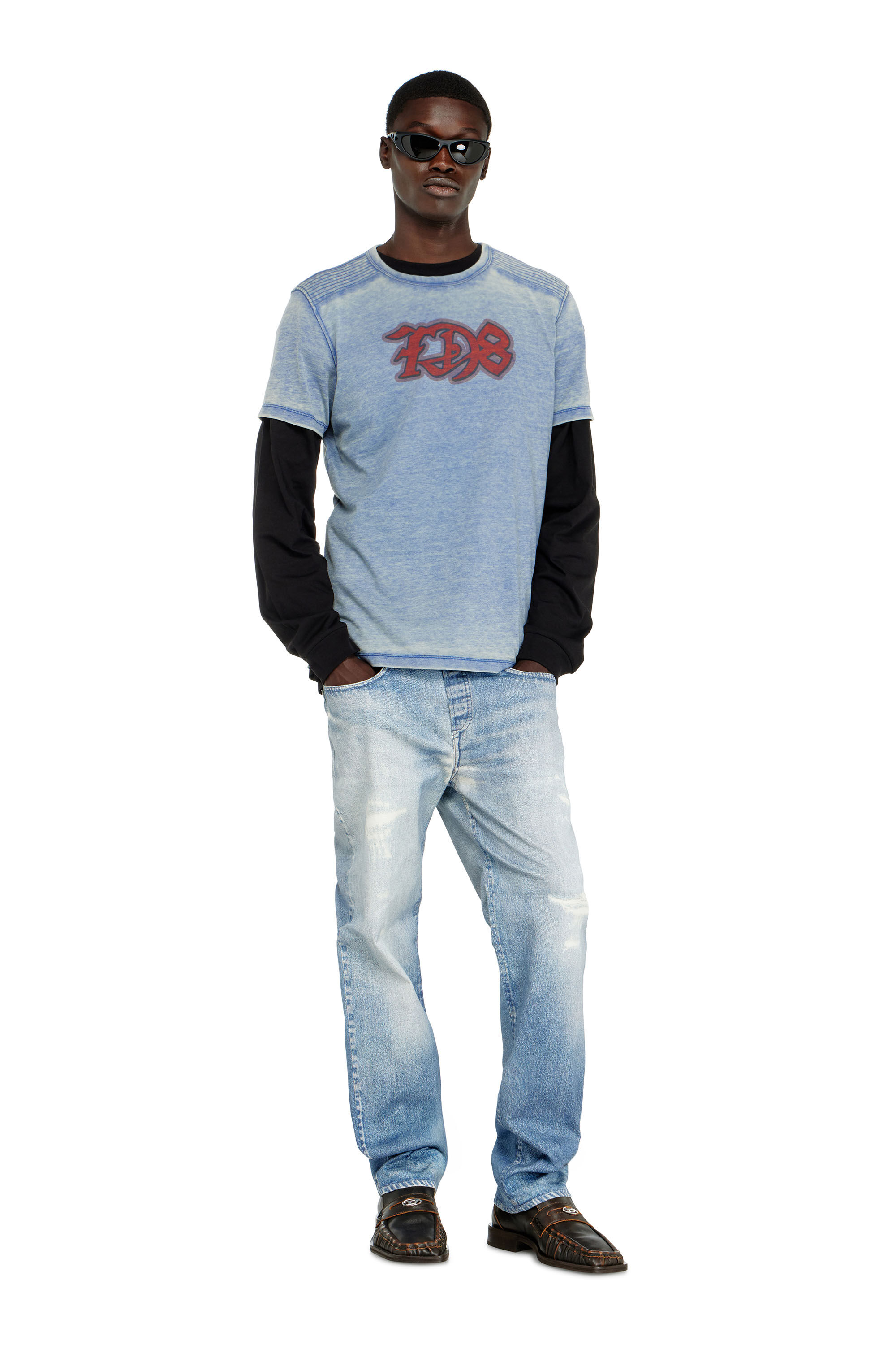 Diesel - T-DOMY, Male's Tシャツ in ライトブルー - 1