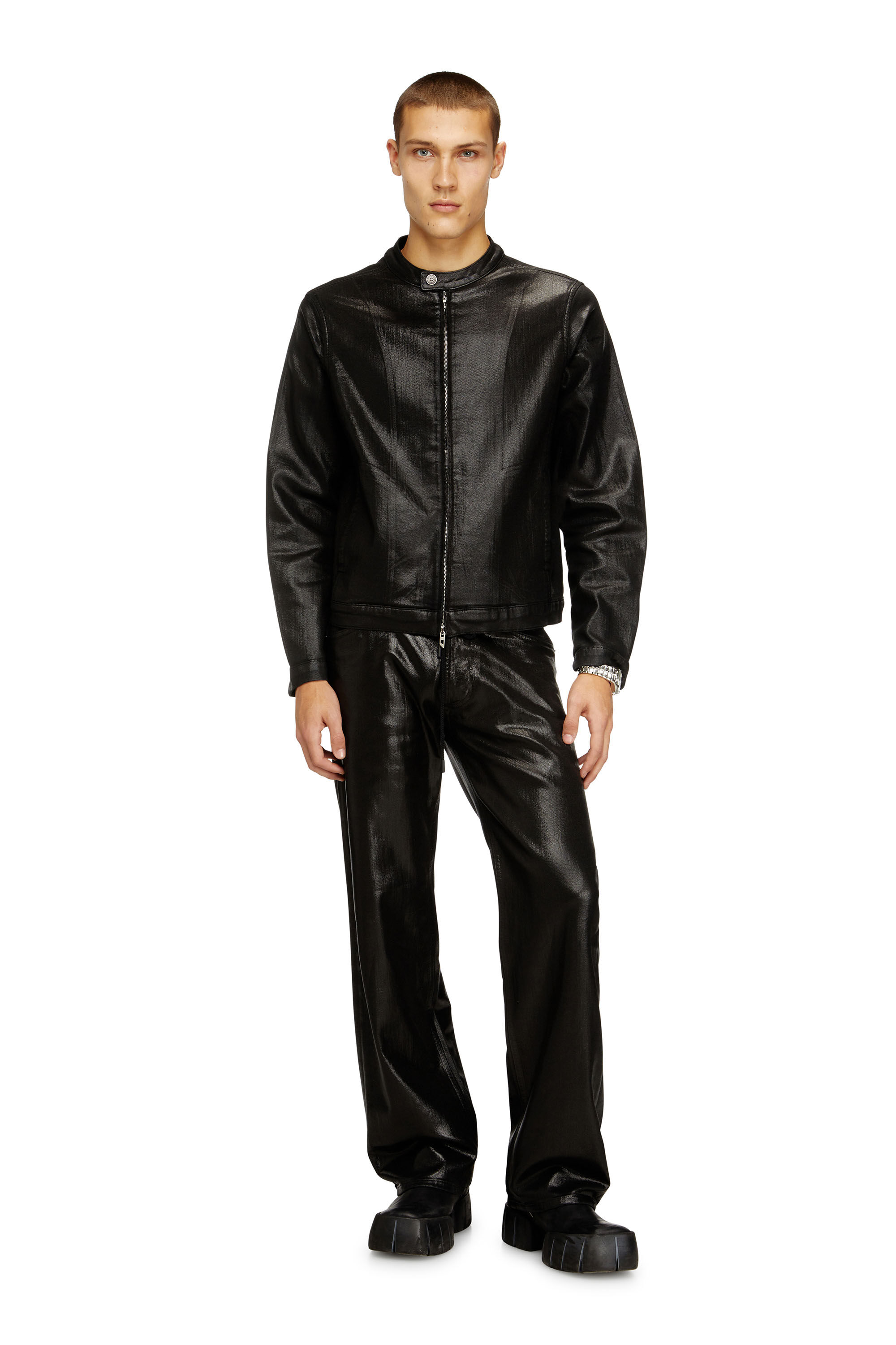 値下げDIESEL ジョグジーンズGジャンデニムジャケット 黒 L DIESEL（ディーゼル） デニムジャケット メンズ 切替デザイン