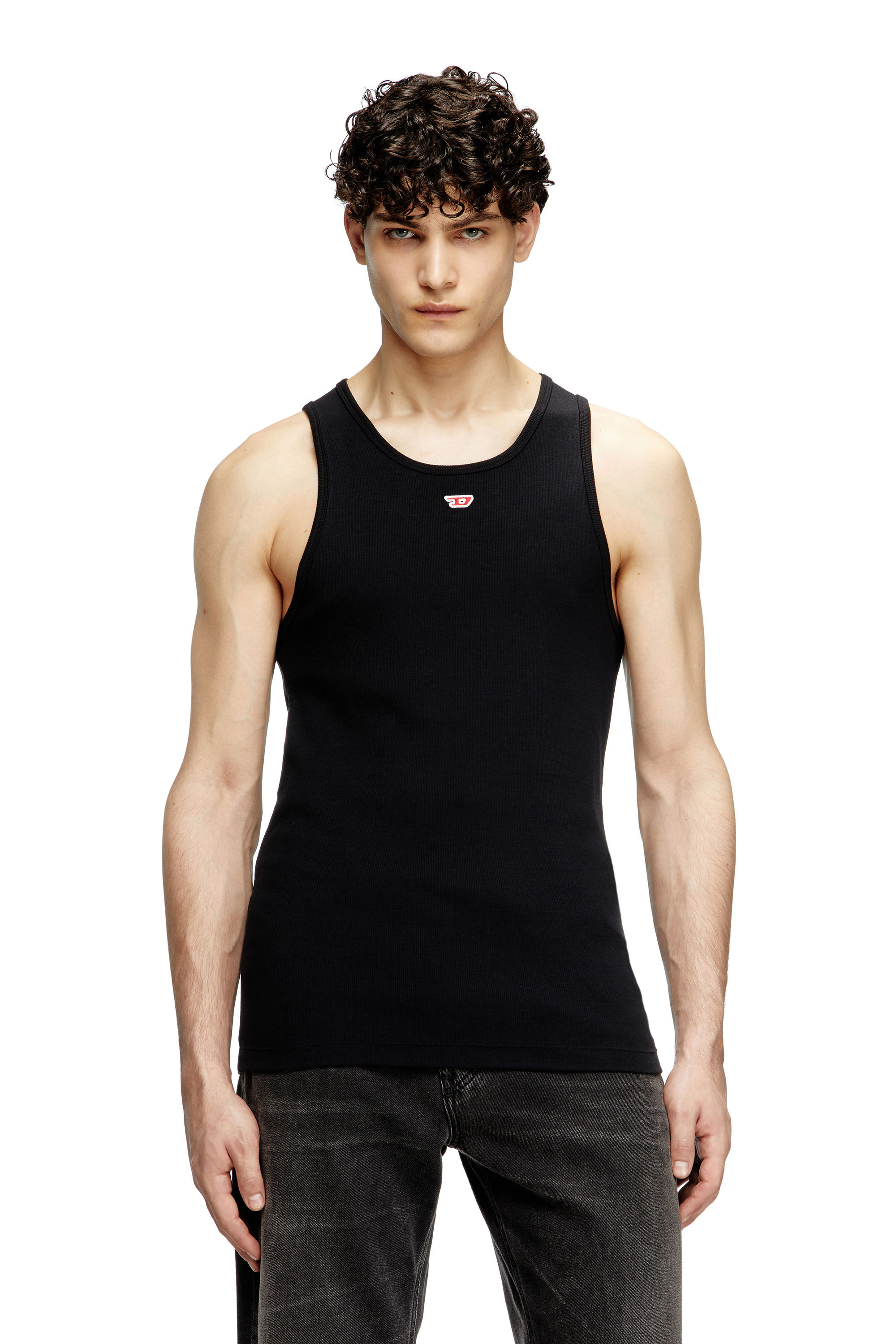 T-LIFTY-D Tank top with mini D logo patch｜ブラック｜メンズ｜DIESEL