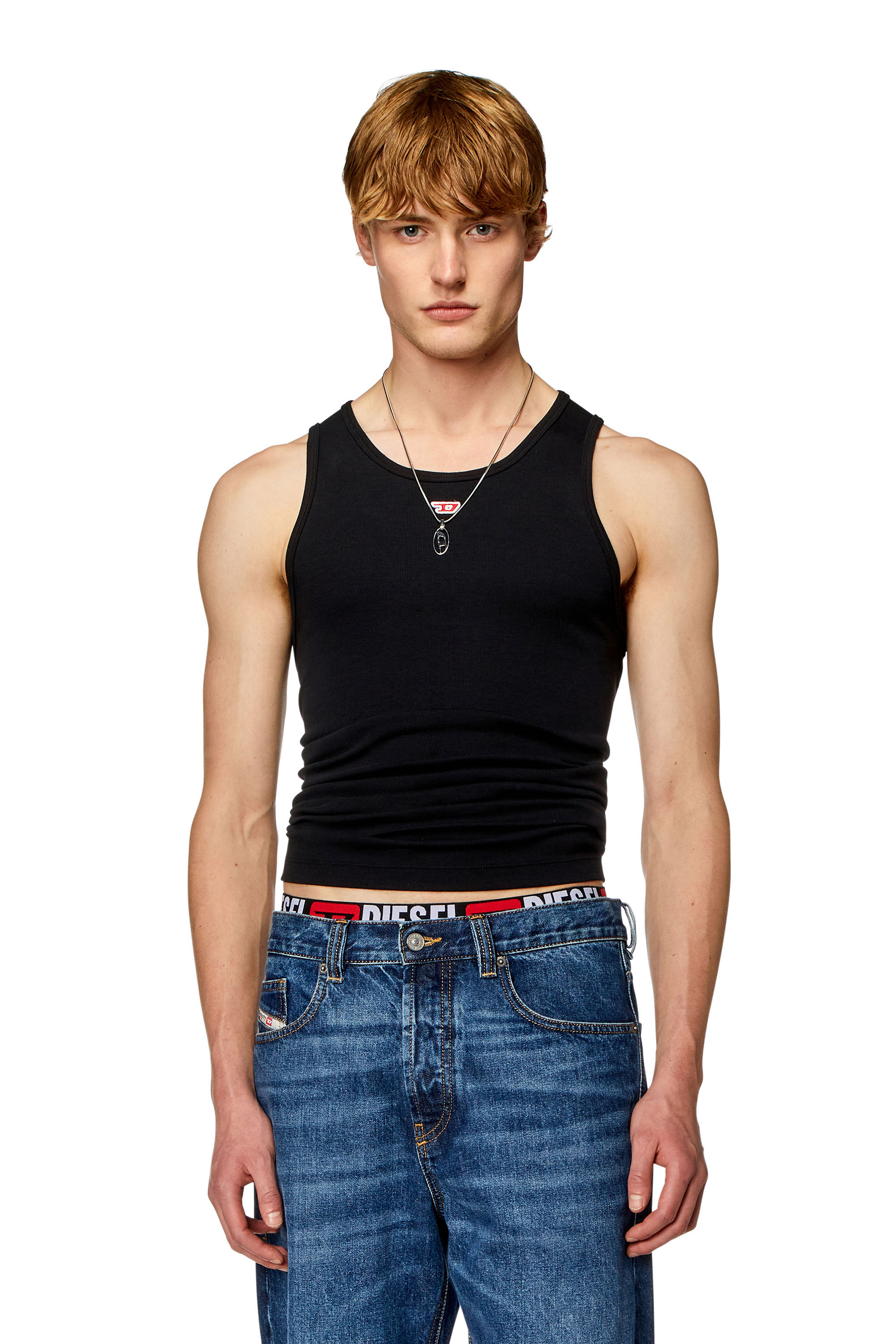 Diesel - T-LIFTY-D, Male's Tank top with mini D logo patch in ブラック - 3