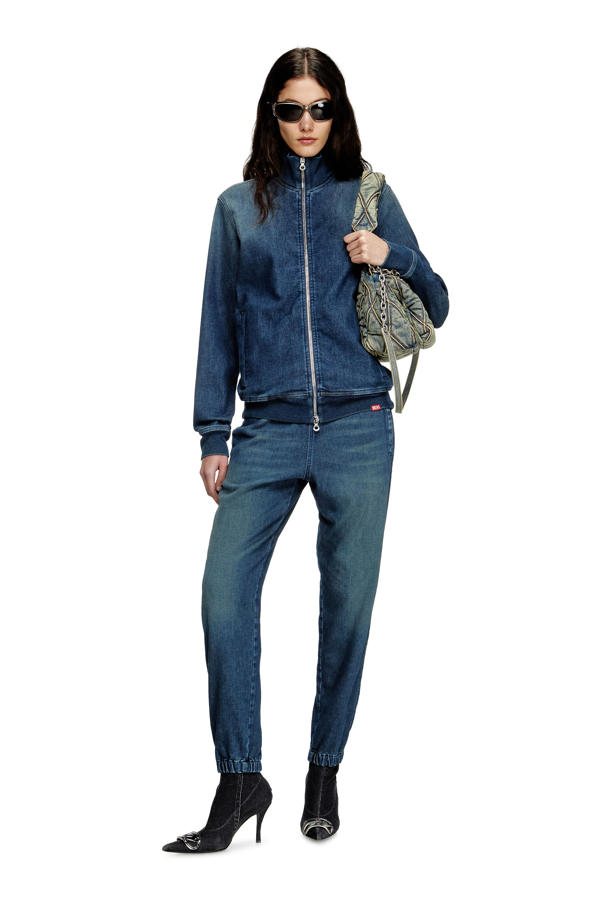 D-BUZYE-S TRACK Zip-up sweater in Track Denim｜ブルー