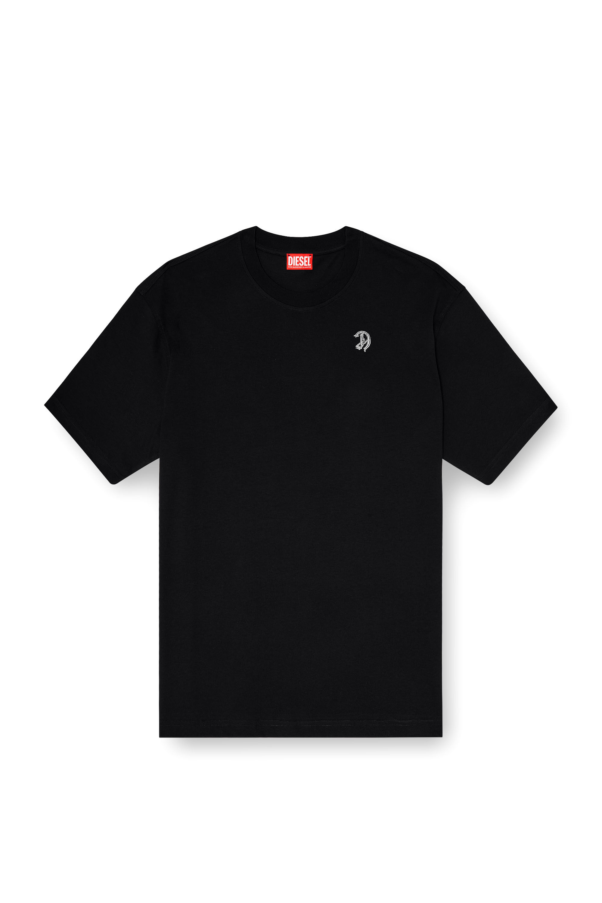 Diesel - T-BOGGY-V2, Male's T-shirt with logo patch and graphic print in ブラック - 2