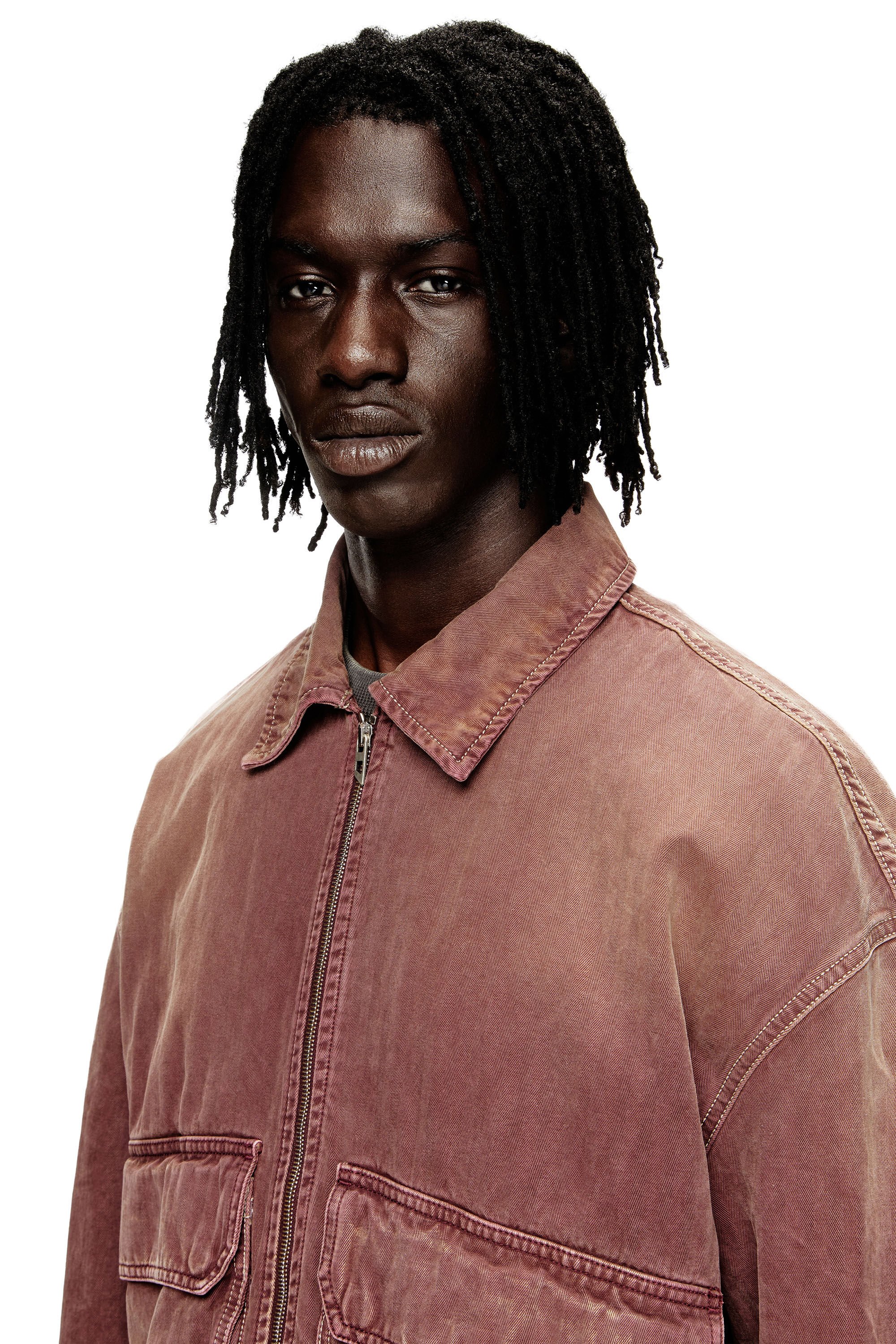 Diesel - D-KURZ, Unisex's Jacket in coloured herringbone denim in ブラウン - 4
