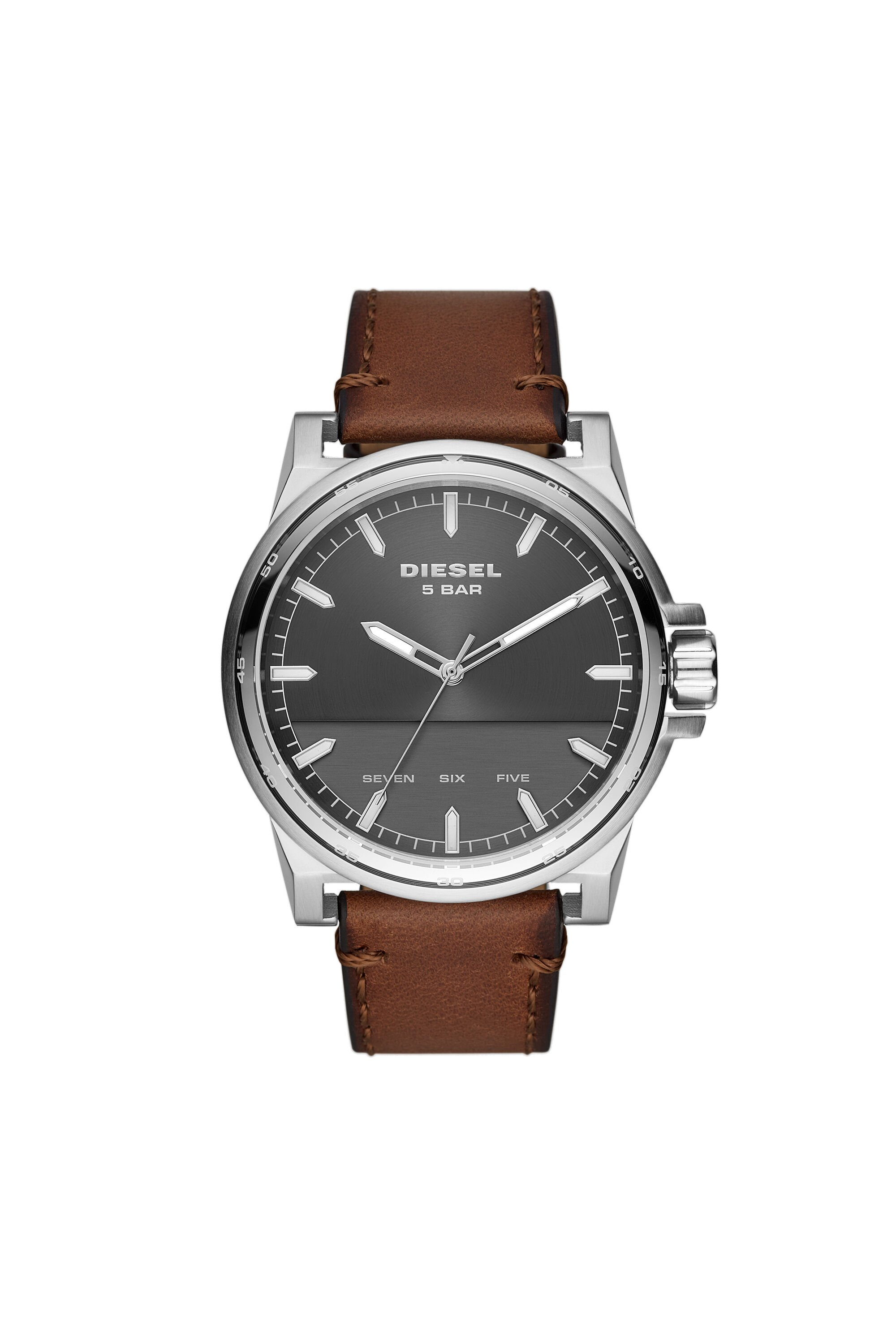Diesel - DZ1910, Male's D-48 Three-Hand Brown Leather Watch in ブラウン - 1