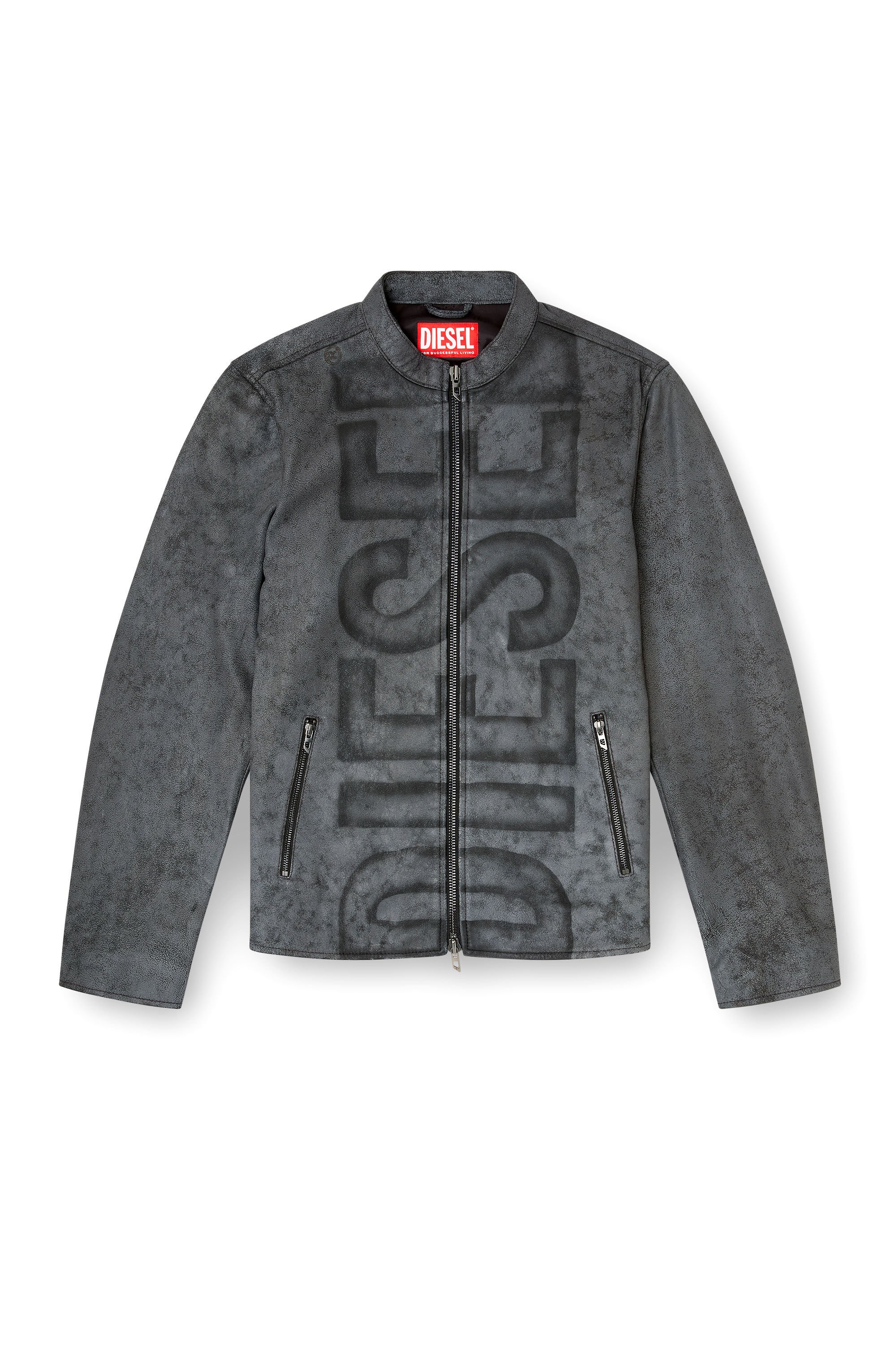 Diesel - L-EVERT-A, Male's レザージャケット in グレー - 2