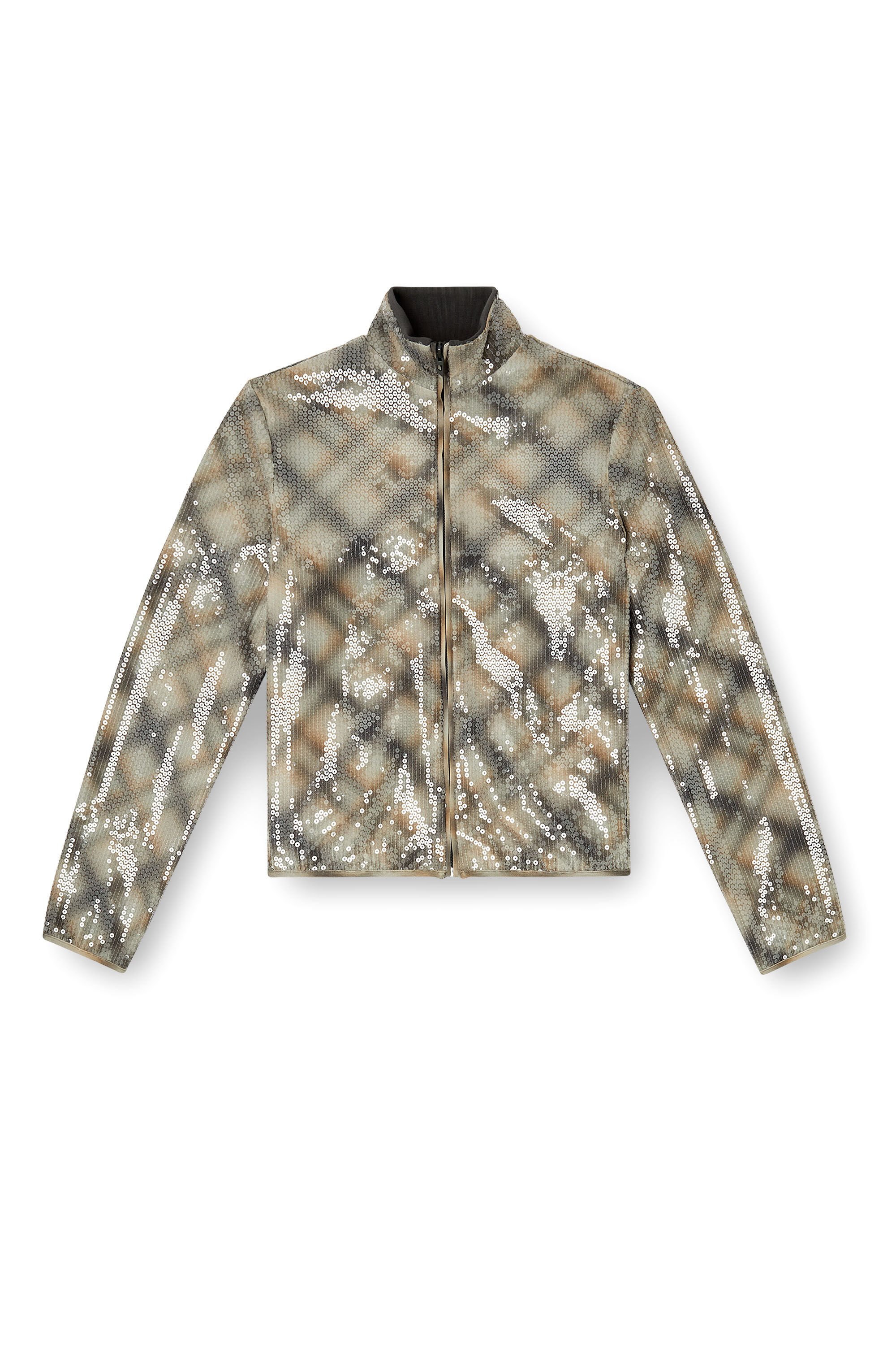 Diesel - F-EREQUINS, Female's ジップアップスウェット in ベージュ/グレー - 2