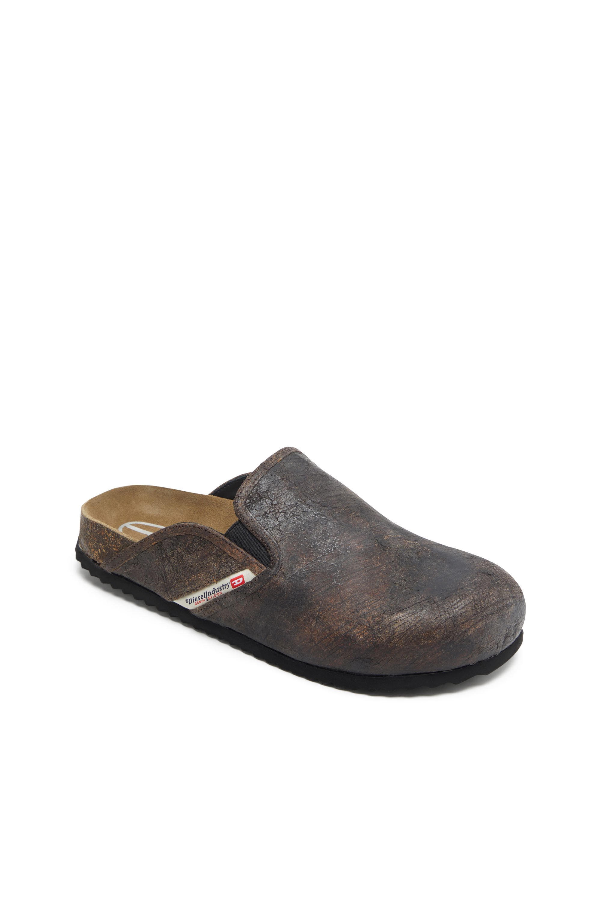 Diesel - D-WOODSTOCK SLIP-ON, Male's D-Woodstock-Clogs in crackle-effect suede in ブラウン - 6