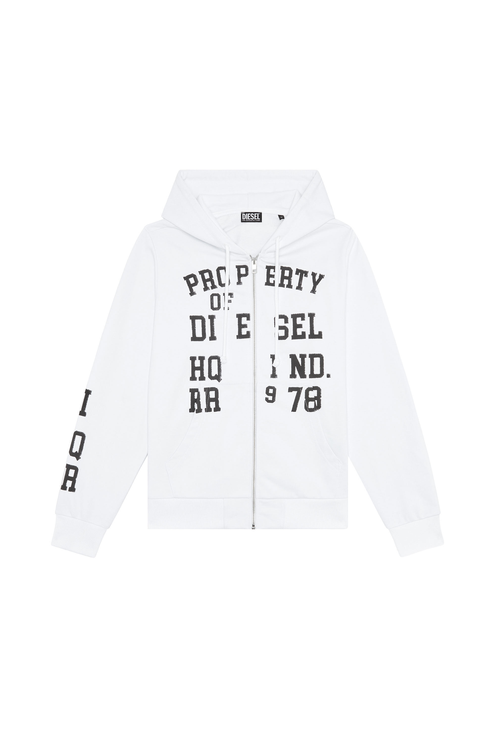 Diesel - S-GINN-HOOD-ZIP-K7, Male's スウェット フーディー パーカー パフプリント in ホワイト - 2