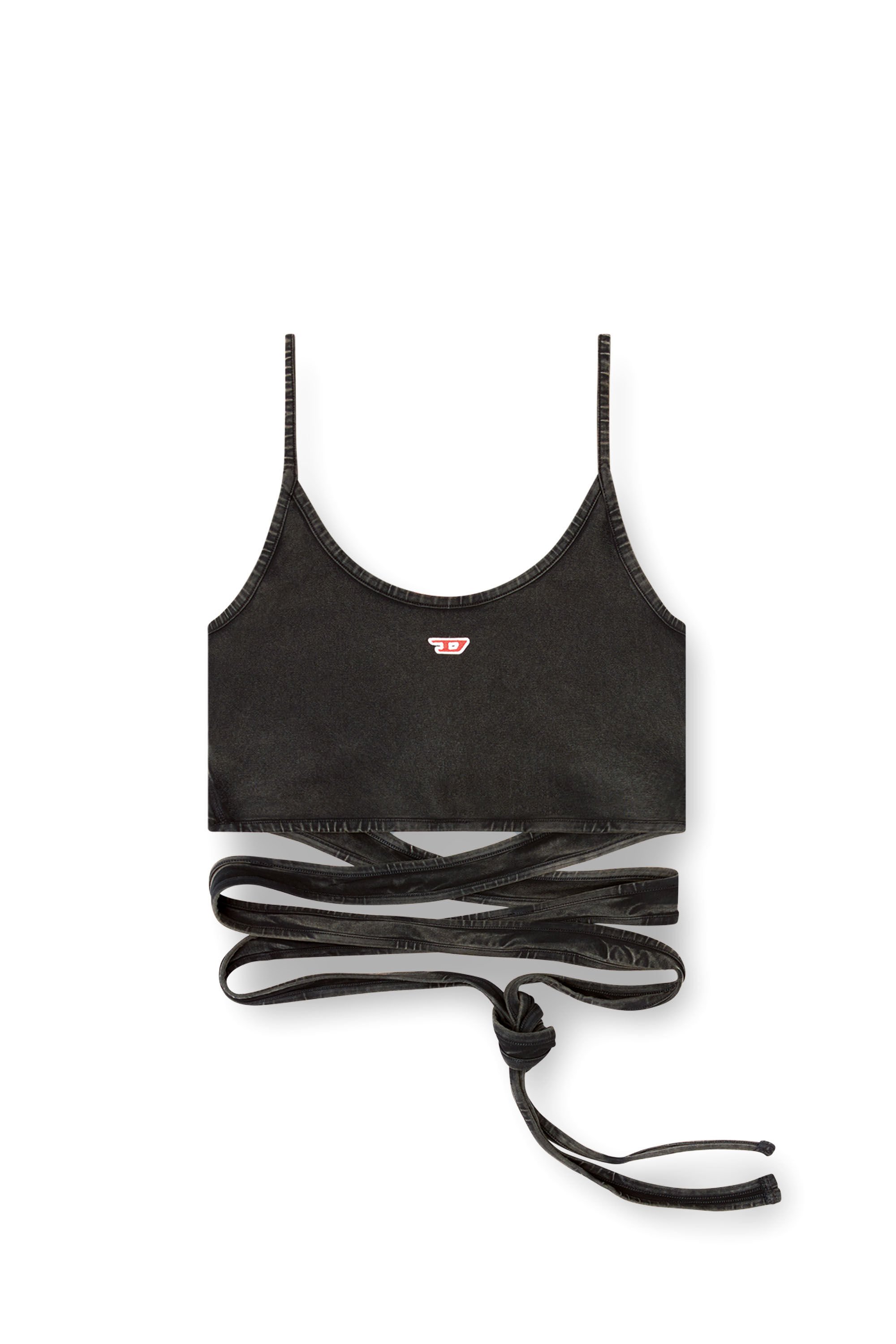Diesel - T-LEYA-TAIL-R1, Female's Denim-look vest top with wrap ties in ブラック - 2