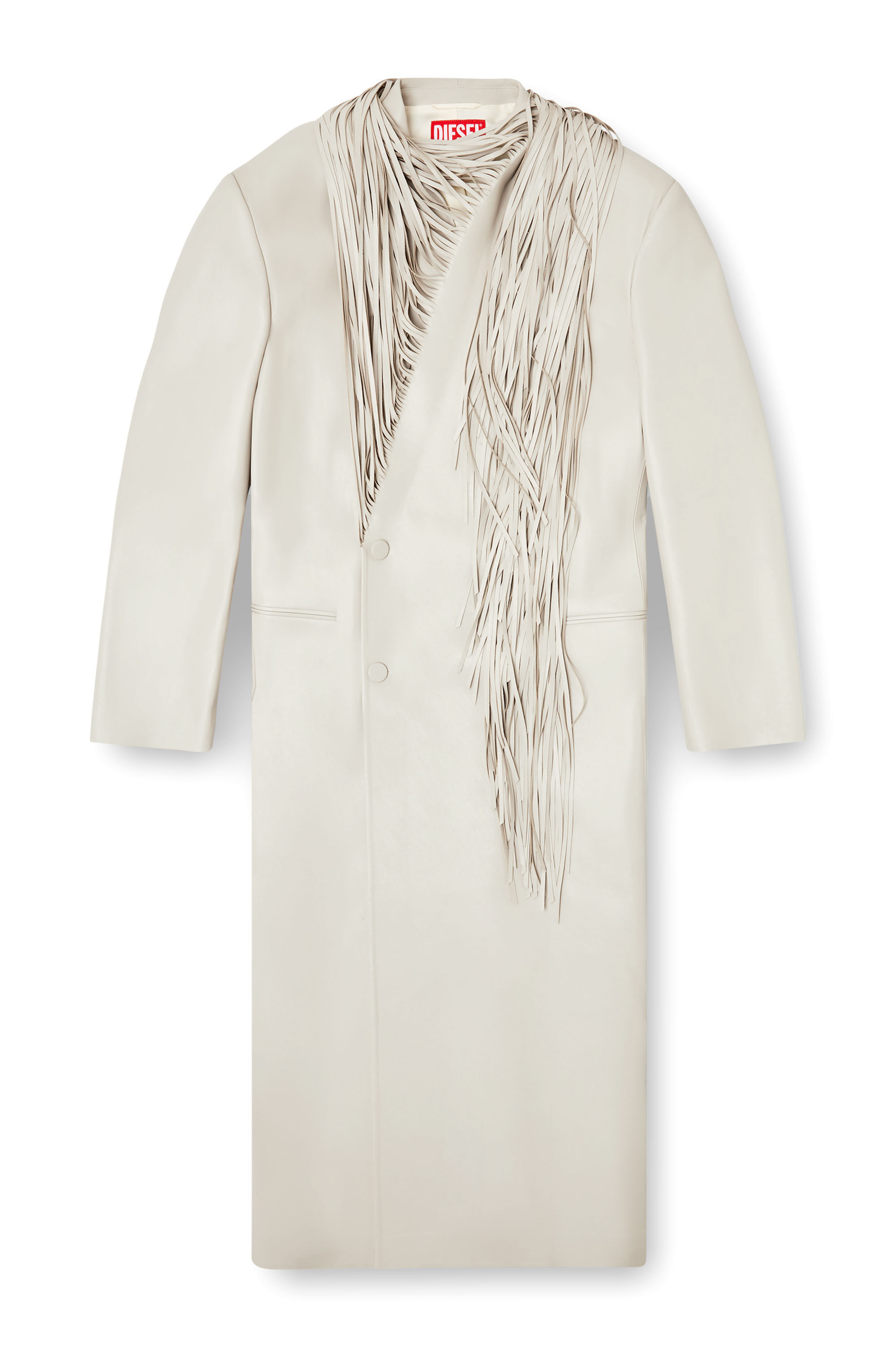 Diesel - J-ELDAR-A, Male's Long coat with shredded scarf fringing in ライトグレー - 2