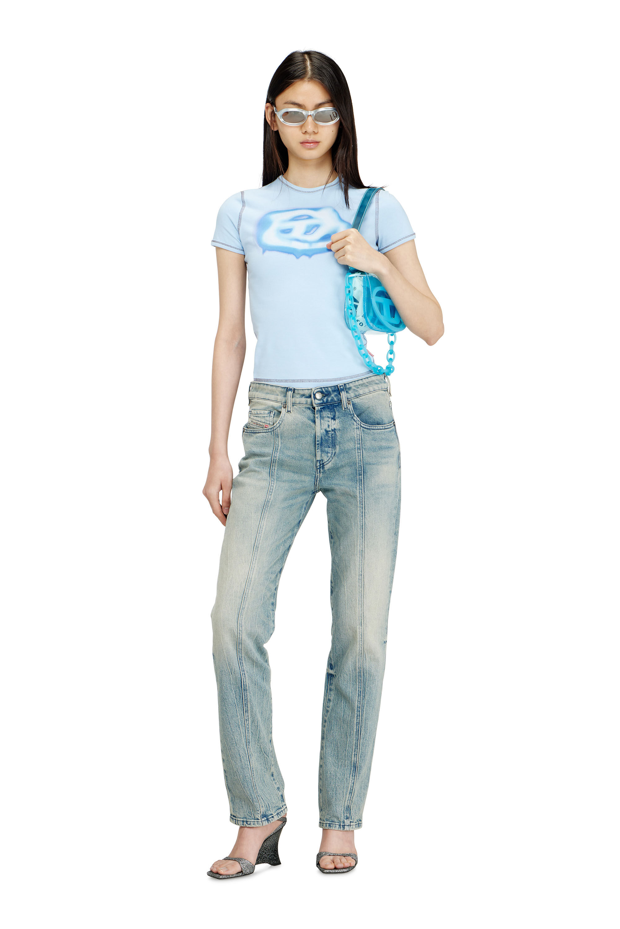 T-UNCUTIES-LONG-S3 Tシャツ｜ブルー｜ウィメンズ｜DIESEL