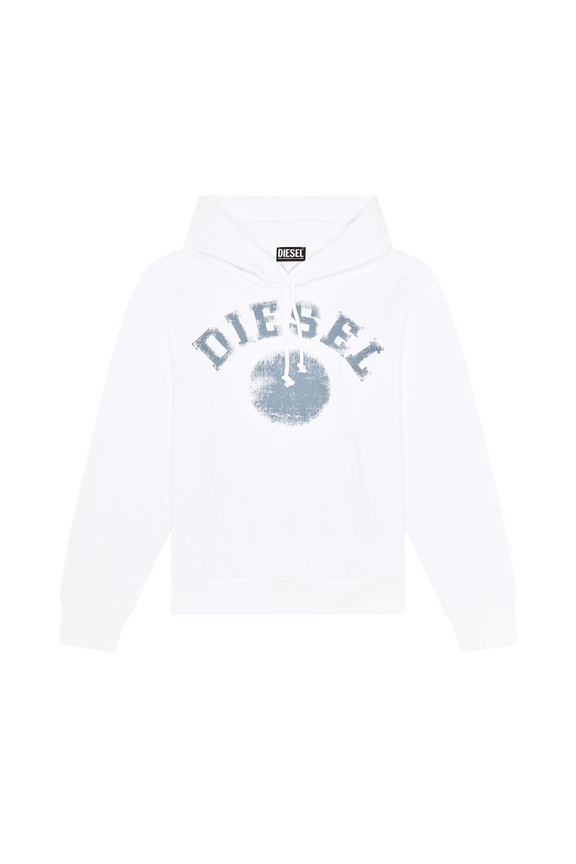 Diesel - S-GINN-HOOD-K30, Male's パーカー スウェット プリント カンガルーポケット in ホワイト - 2