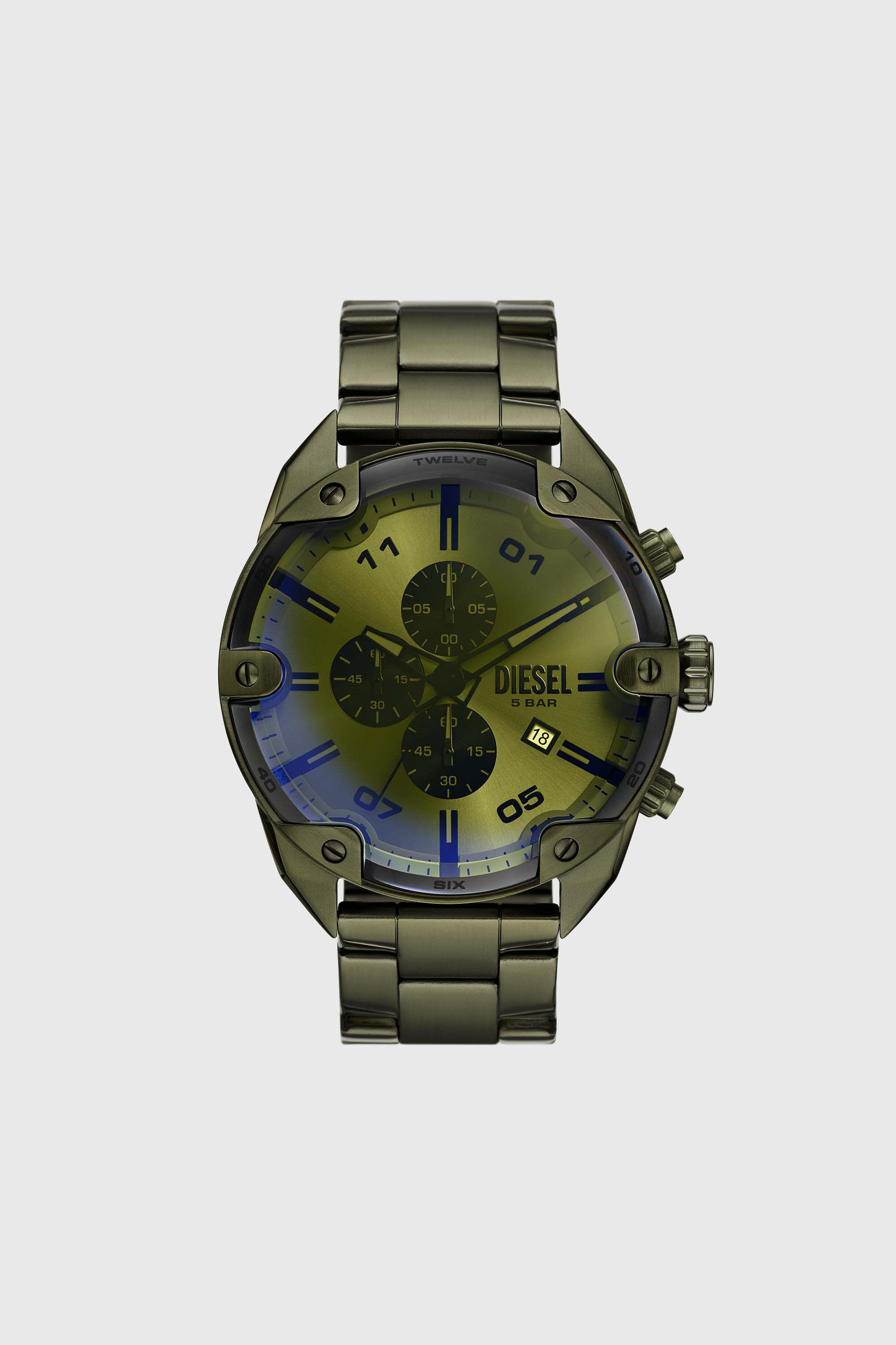 DZ4670 WATCH Spiked Green Stainless Steel Watch｜グリーン｜メンズ