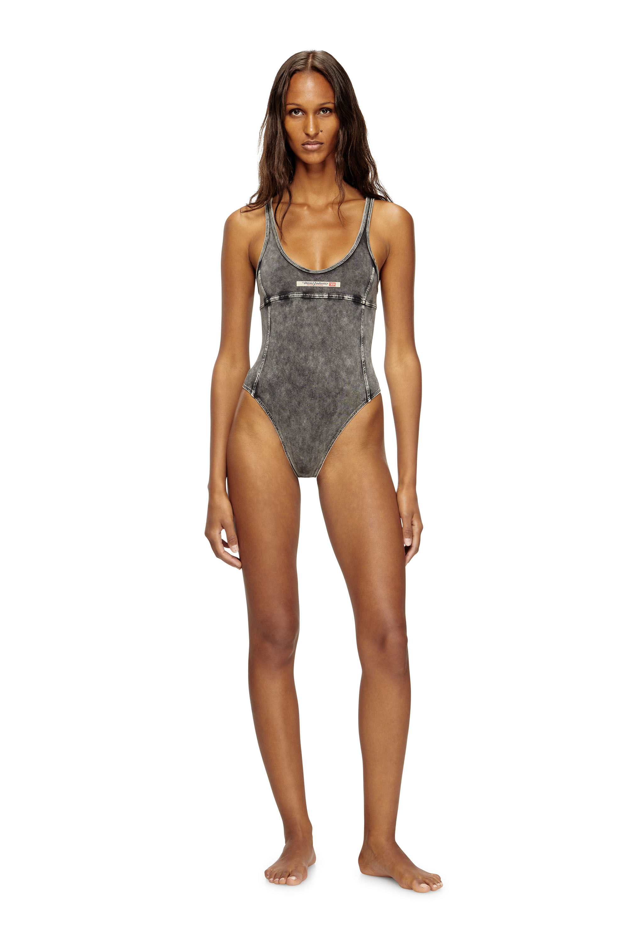 Diesel - PHOEBE-DNM, Female's Bodysuit in denim-effect jersey in ダークグレー - 1