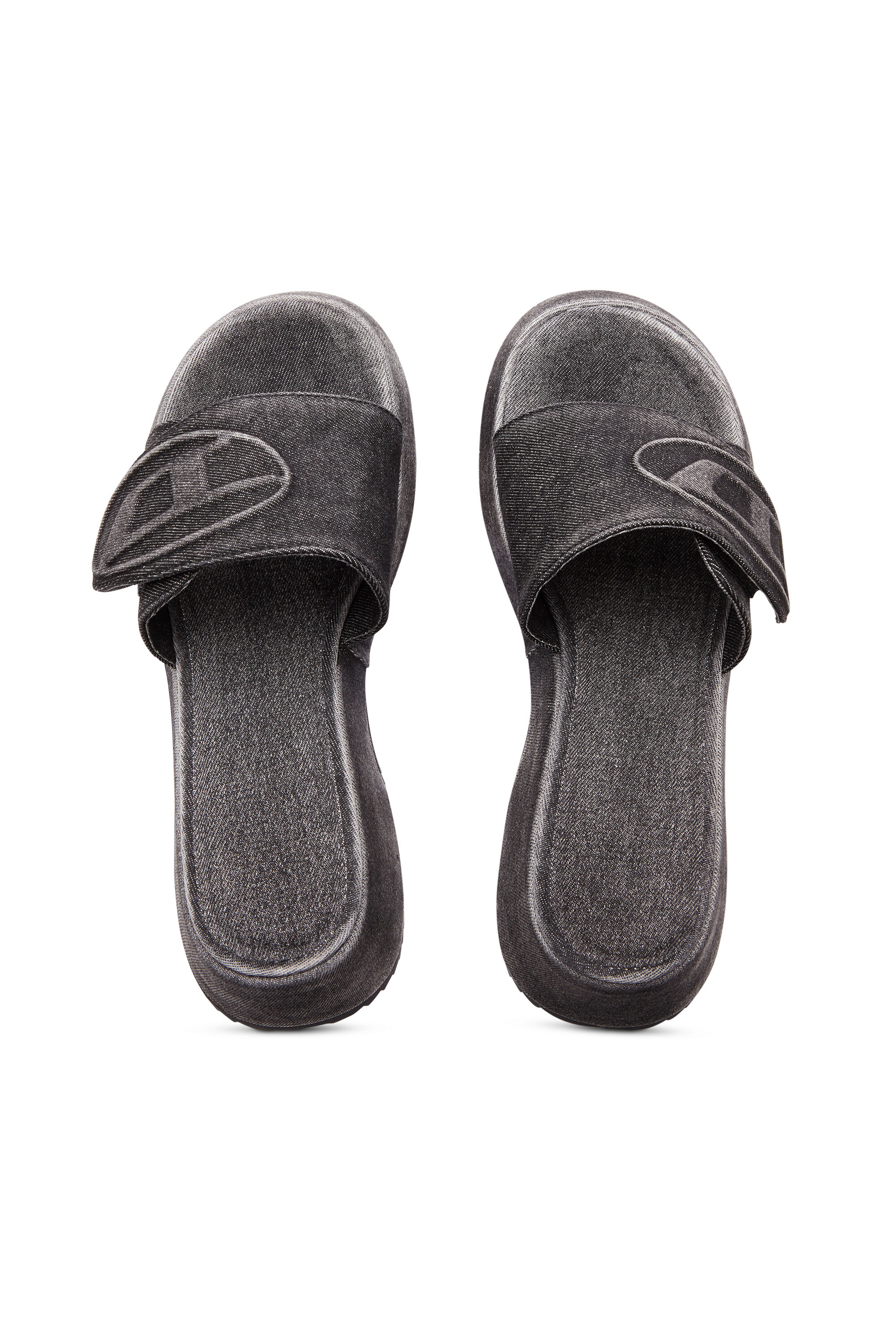 Diesel - SA-OVAL D PF W, Female's Sa-Oval D-Denim slide sandals with Oval D strap in ブラック - 6