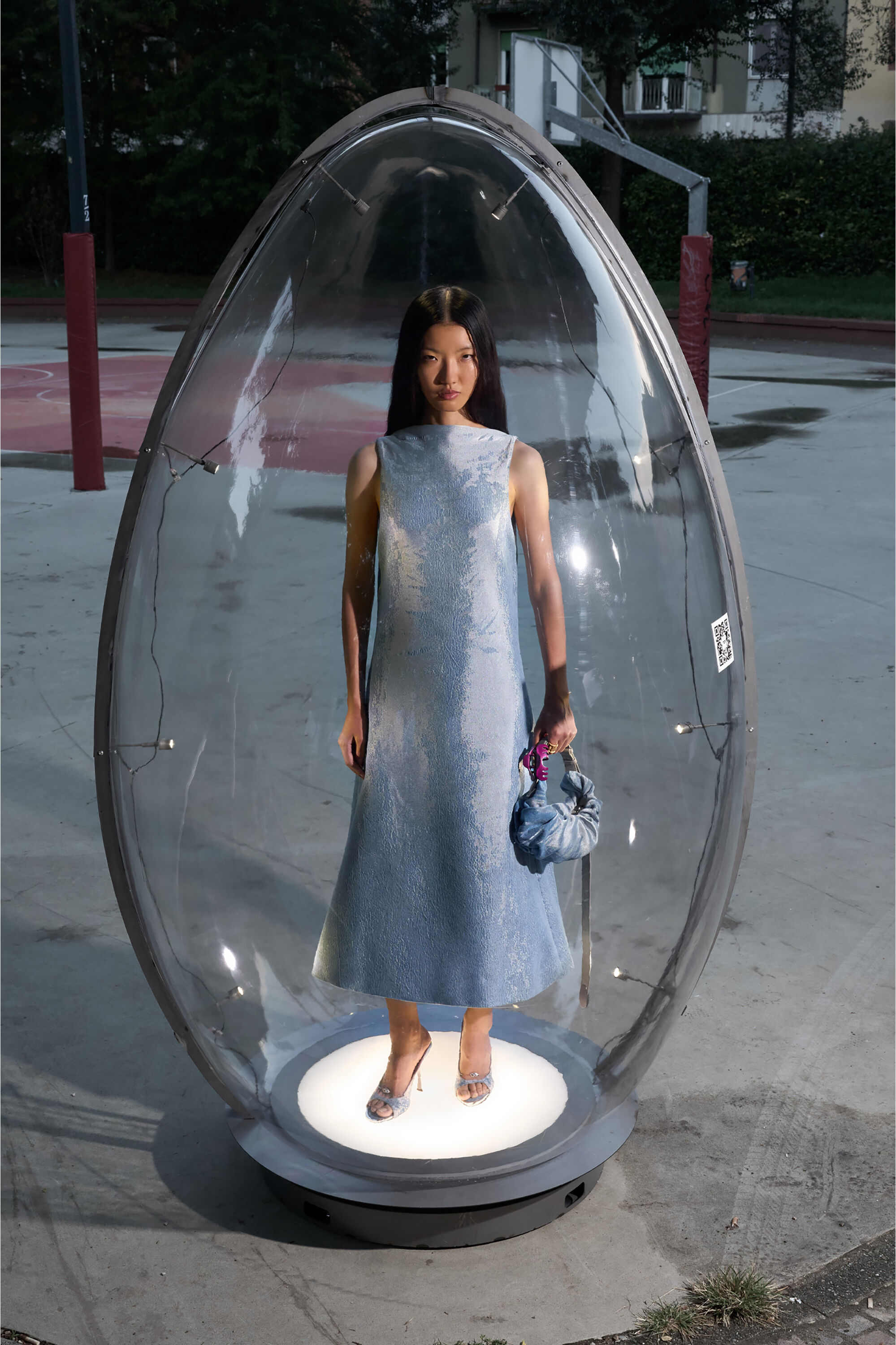 Diesel - GRAB-D HOBO S, Female's Grab-D-Scrunched hobo bag in satin denim in ブルー - 1